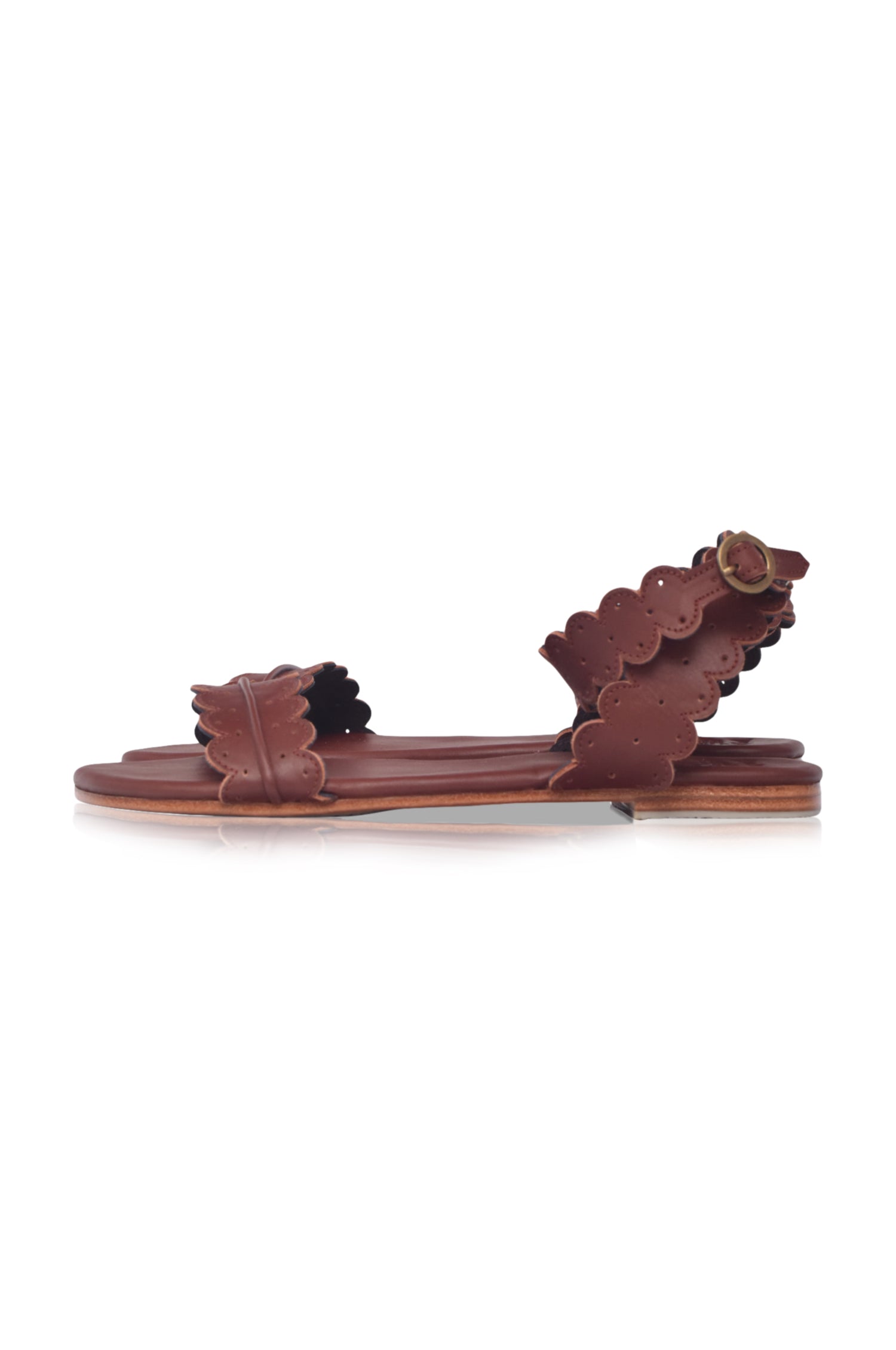 Nirvana Scalloped Wrap Leather Sandals-7