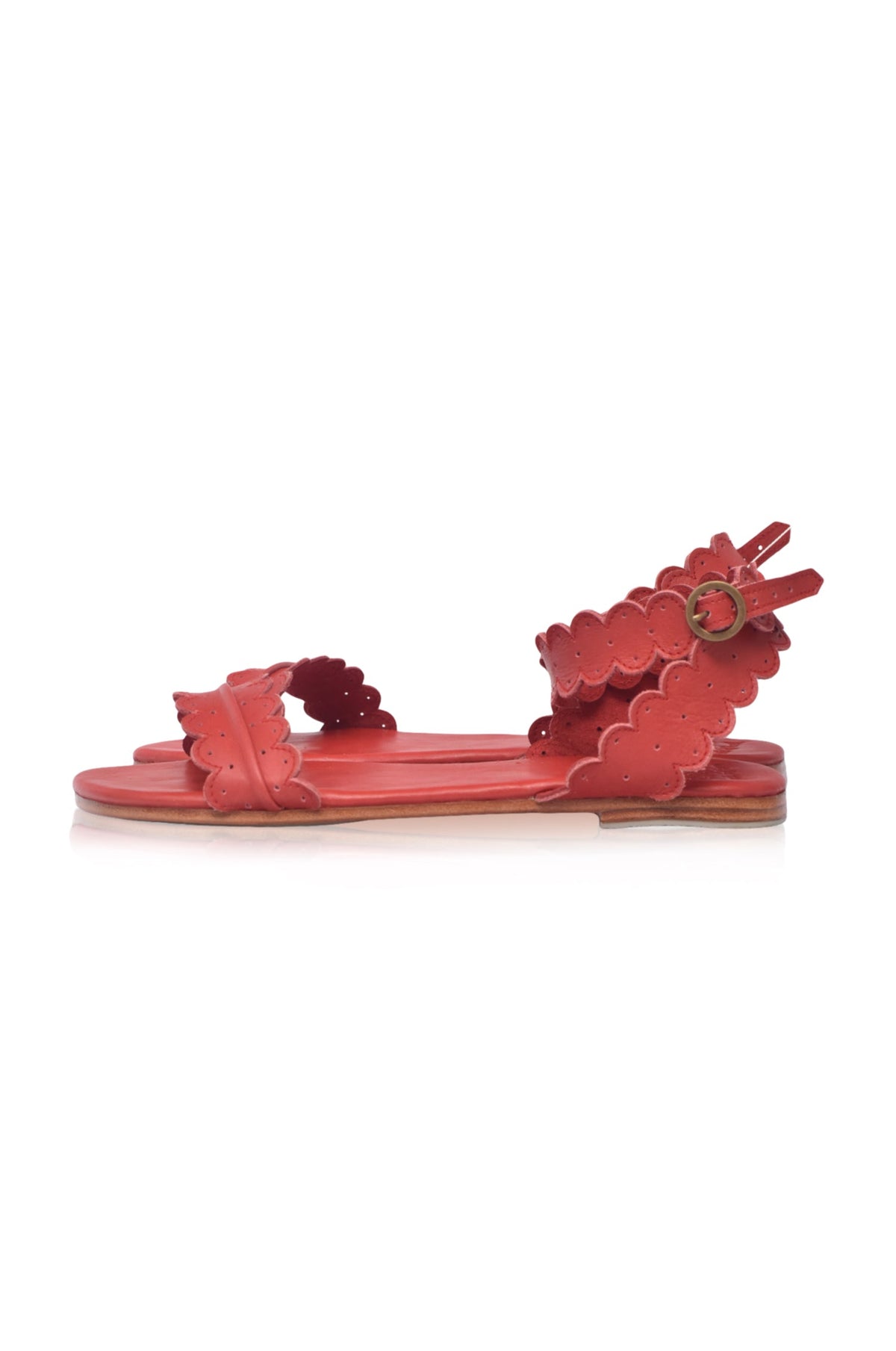 Nirvana Scalloped Wrap Leather Sandals-6