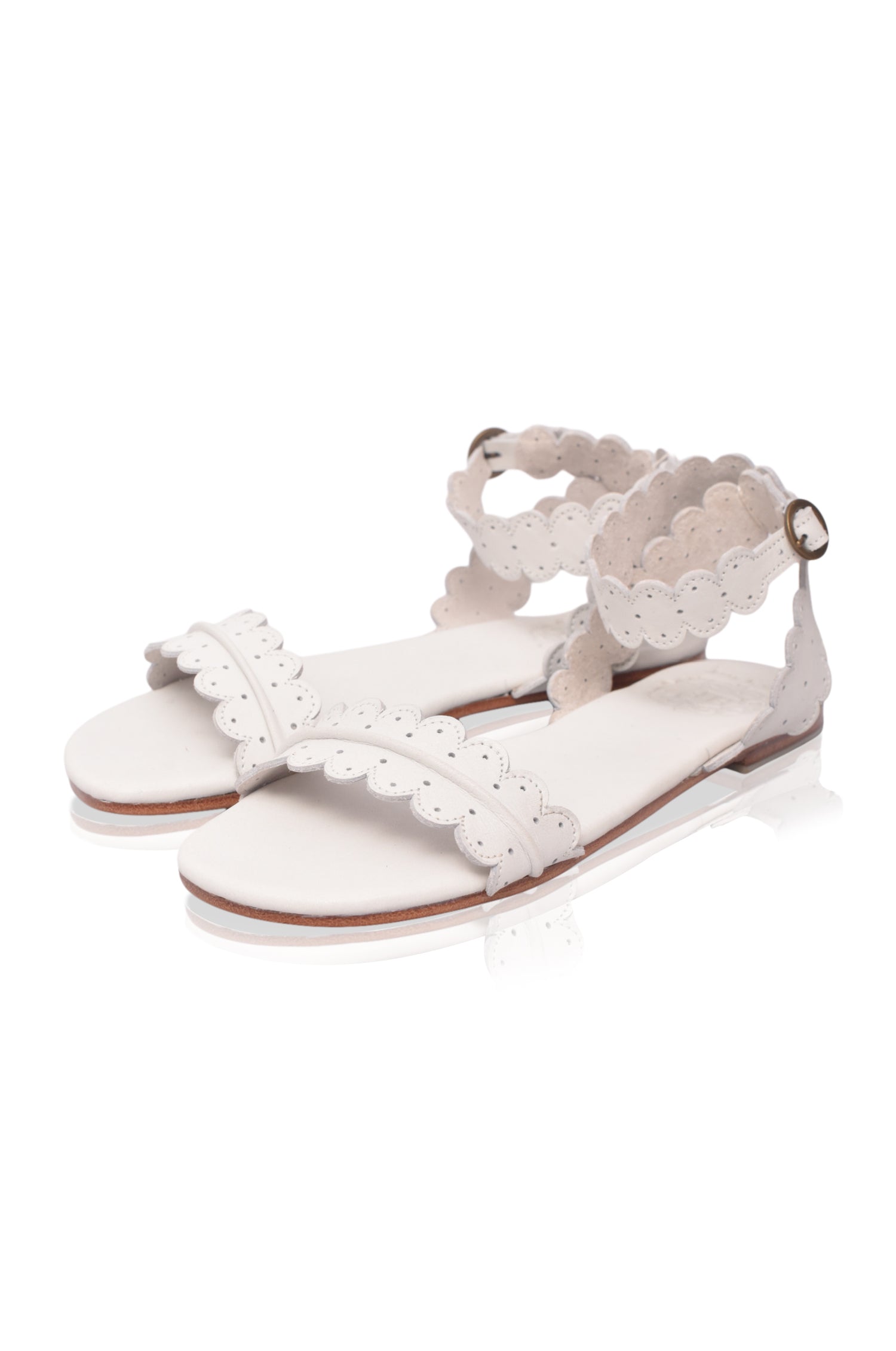 Nirvana Scalloped Wrap Leather Sandals-3