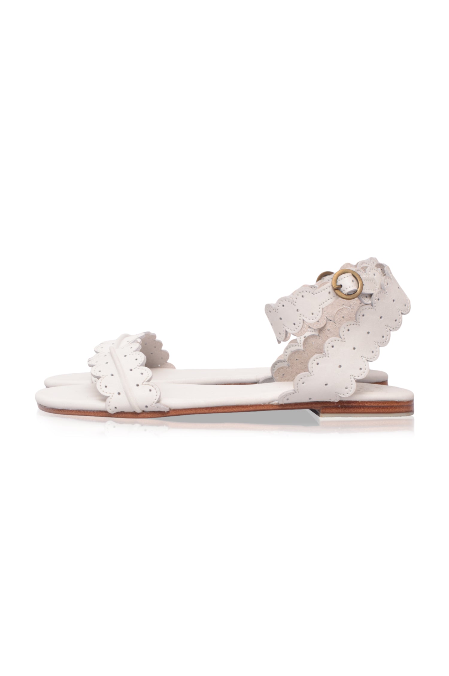 Nirvana Scalloped Wrap Leather Sandals-4