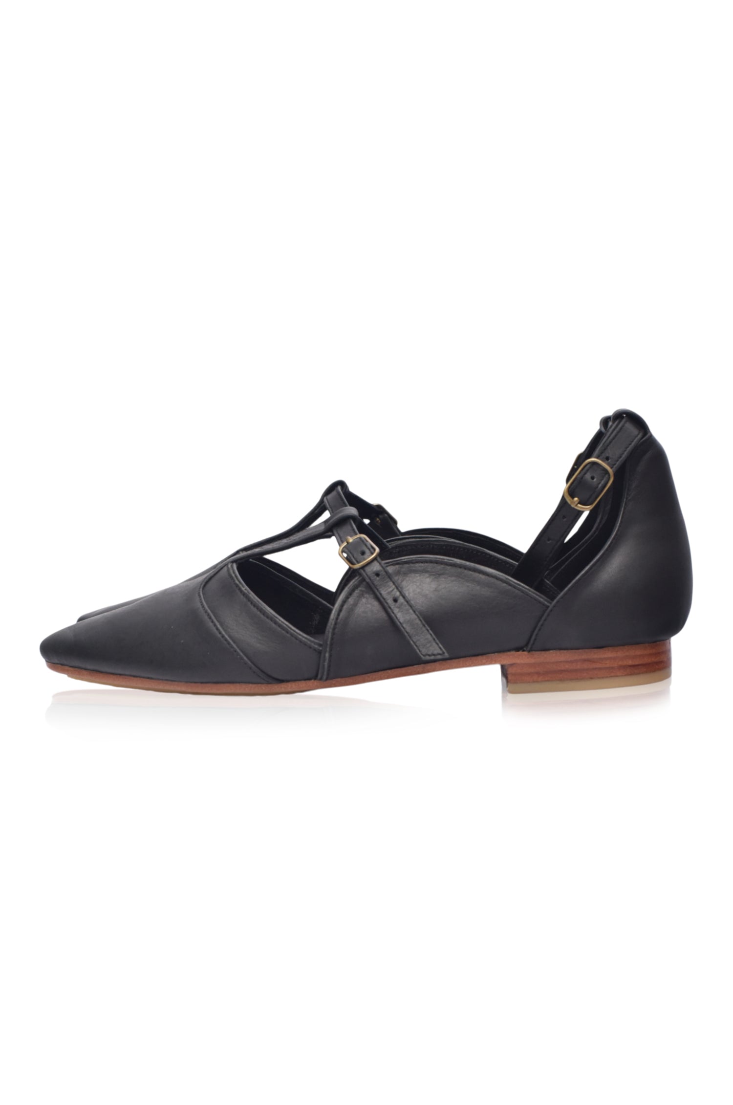 On The Go Pointed Toe T-Strap Flats-5