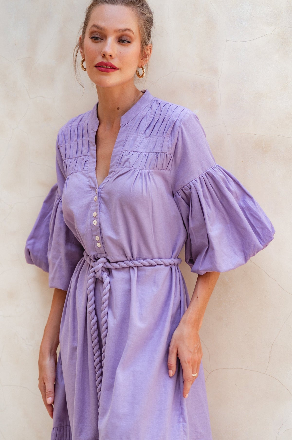 Oleana Puff Sleeve Maxi Dress-0