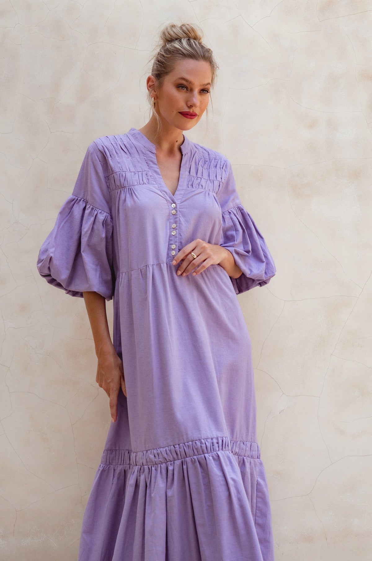 Oleana Puff Sleeve Maxi Dress-3