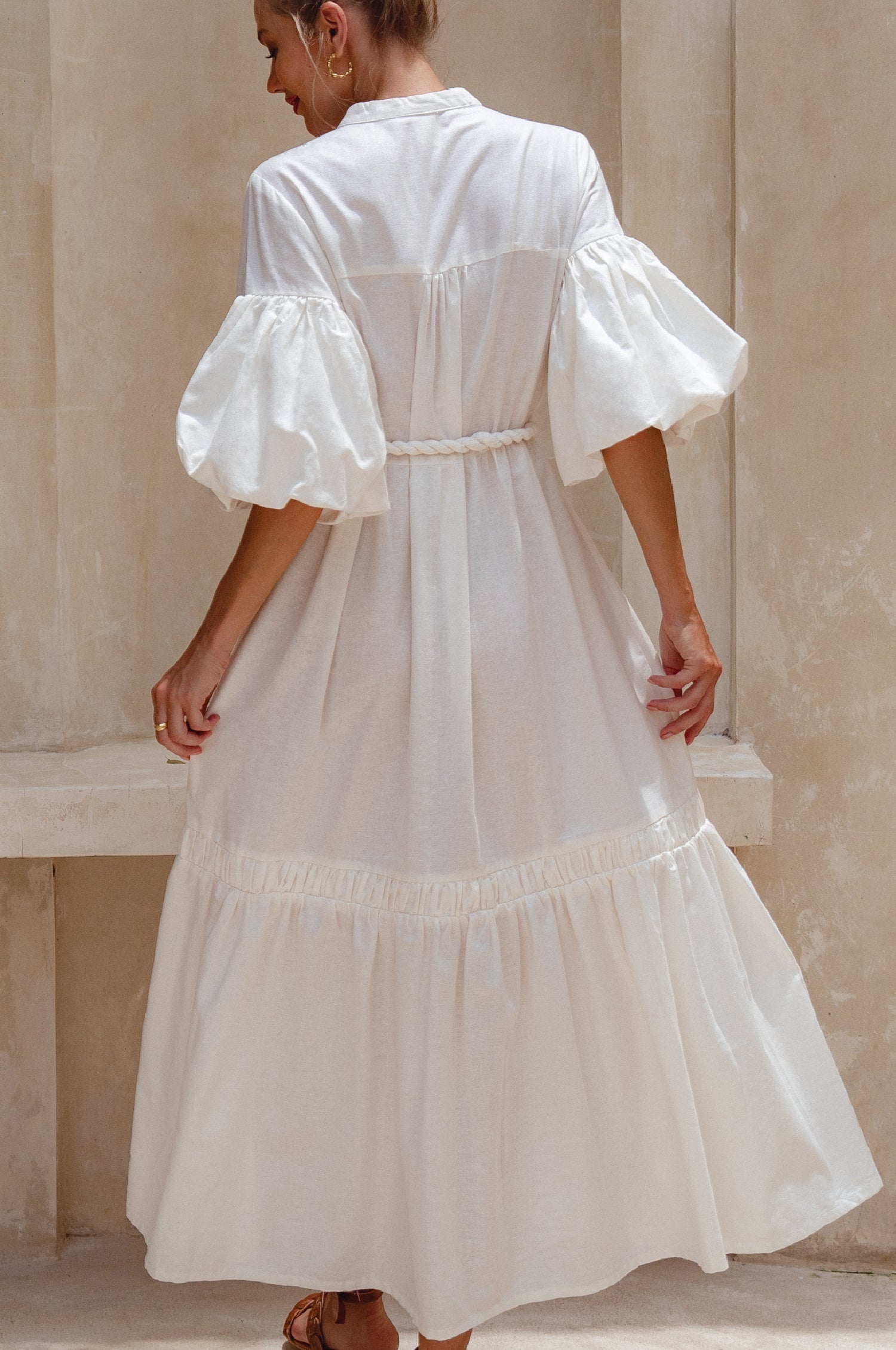 Oleana Puff Sleeve Maxi Dress-3