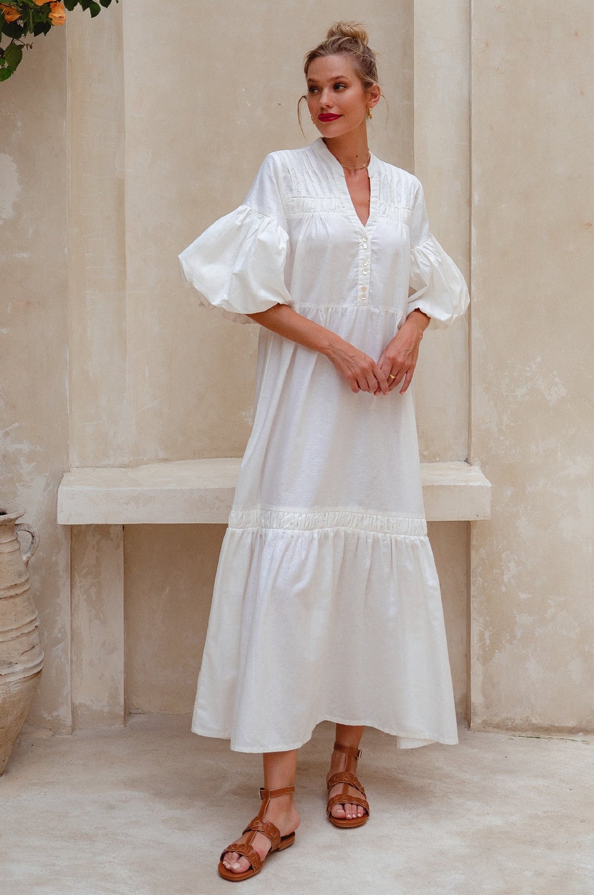 Oleana Puff Sleeve Maxi Dress-6