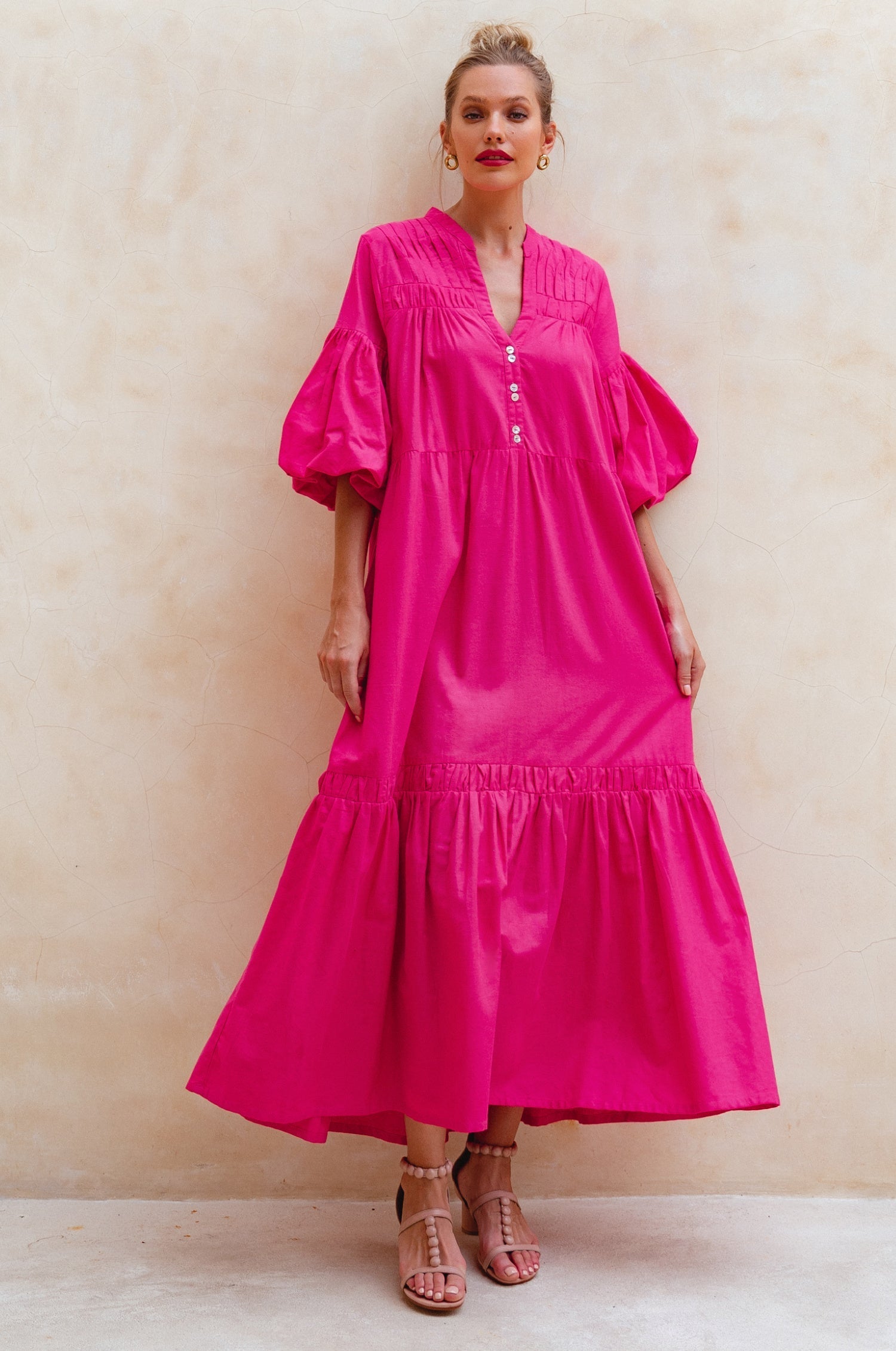 Oleana Puff Sleeve Maxi Dress-3