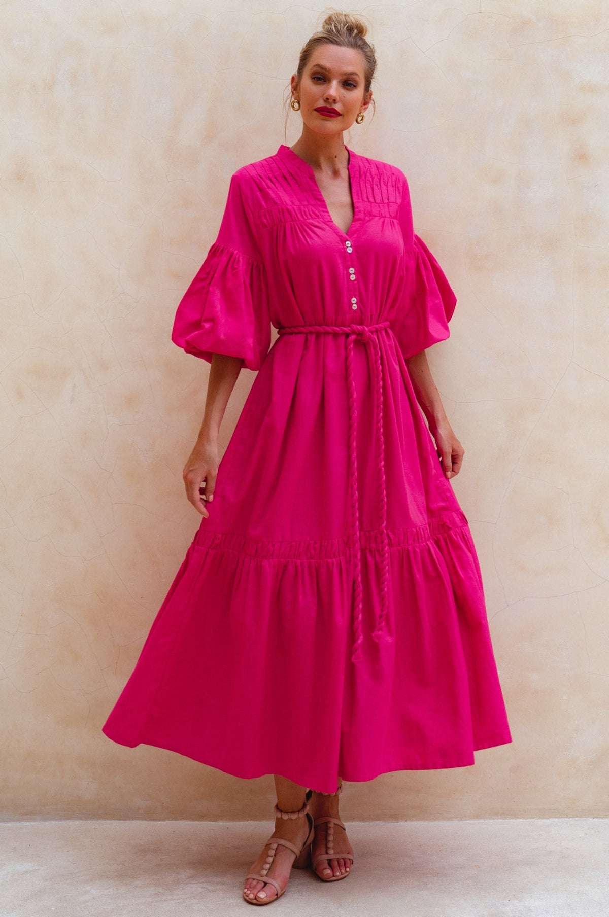 Oleana Puff Sleeve Maxi Dress-1