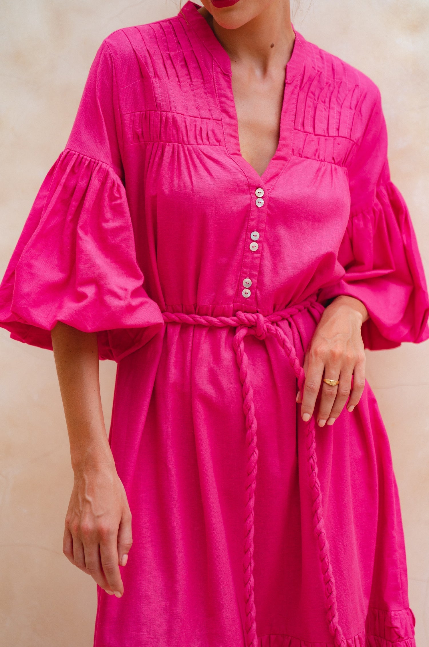 Oleana Puff Sleeve Maxi Dress-2