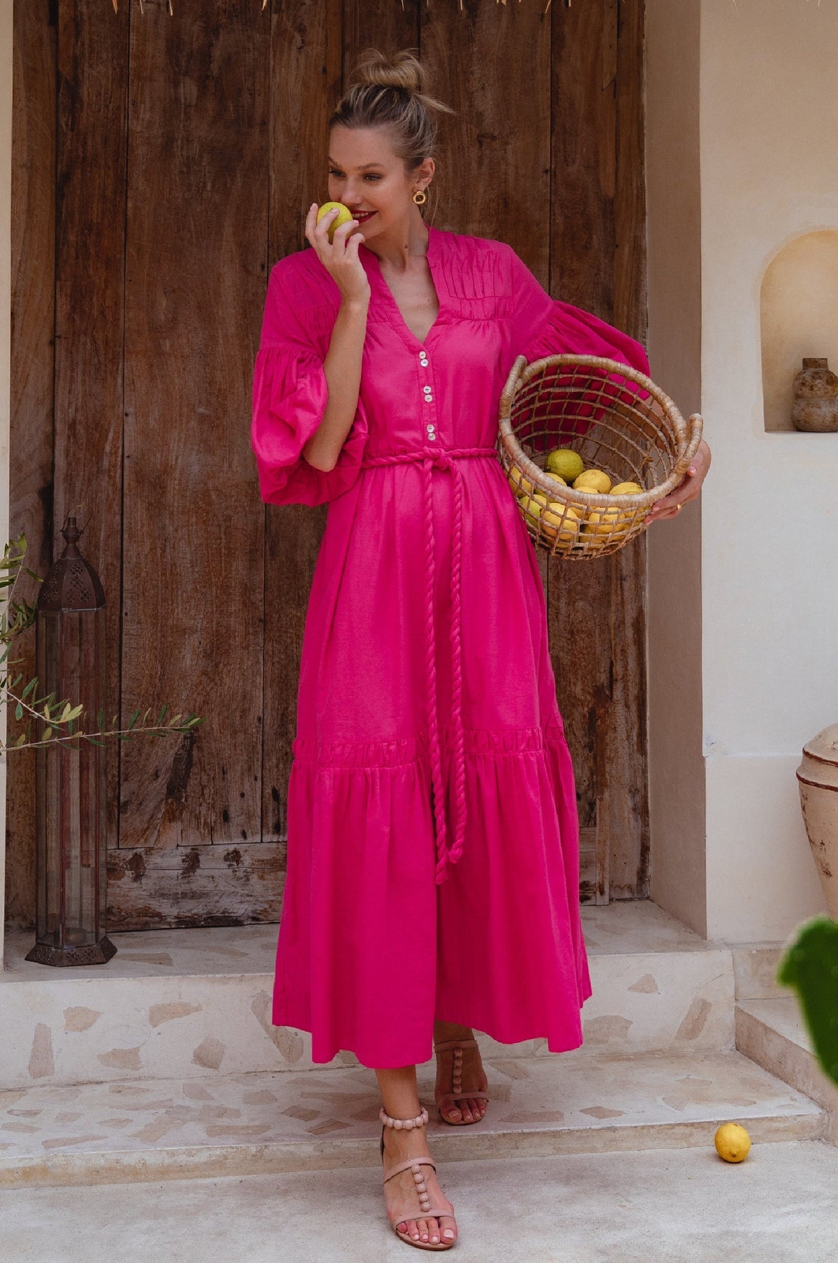 Oleana Puff Sleeve Maxi Dress-5