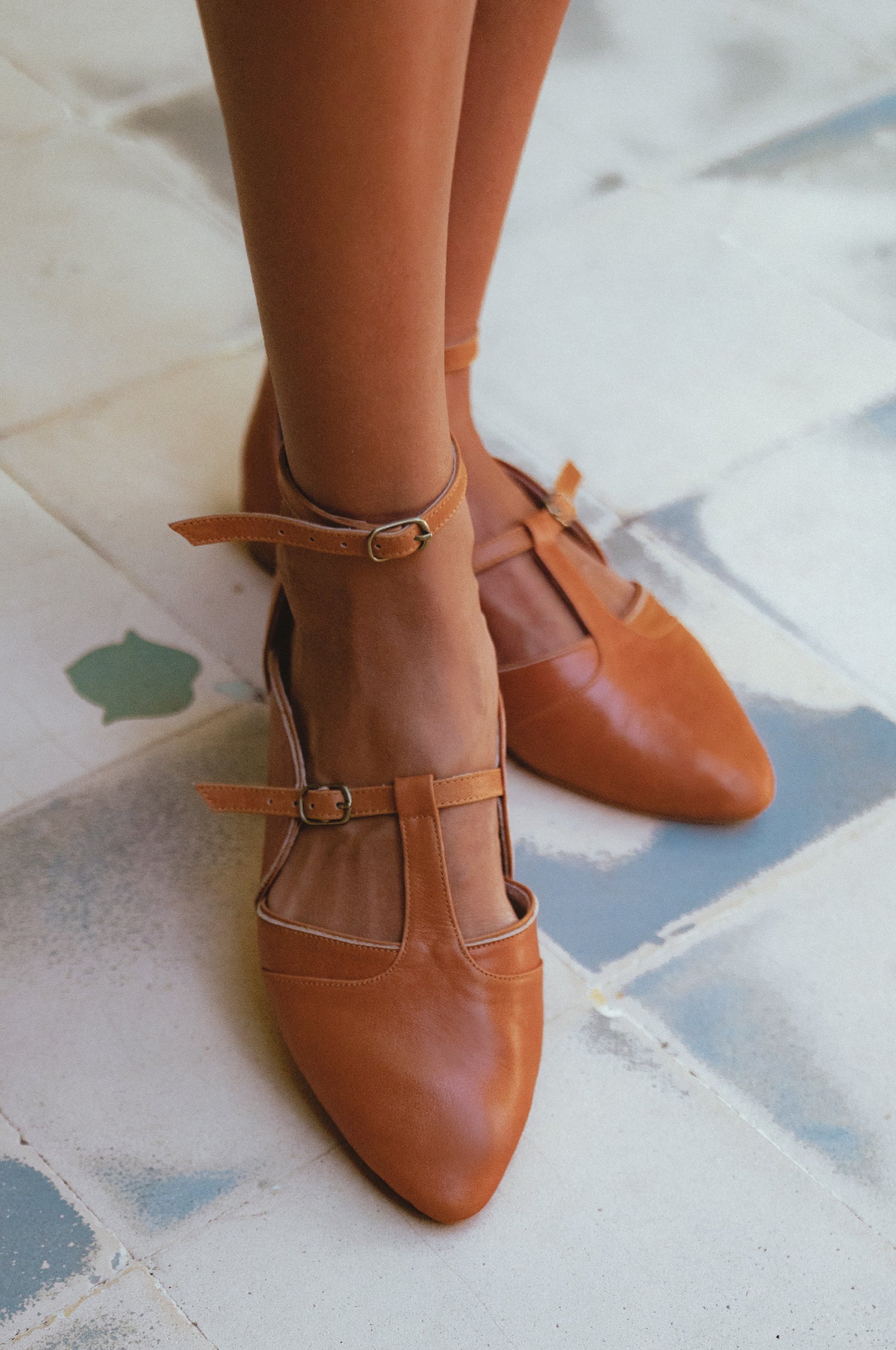 On The Go Pointed Toe T-Strap Flats-0
