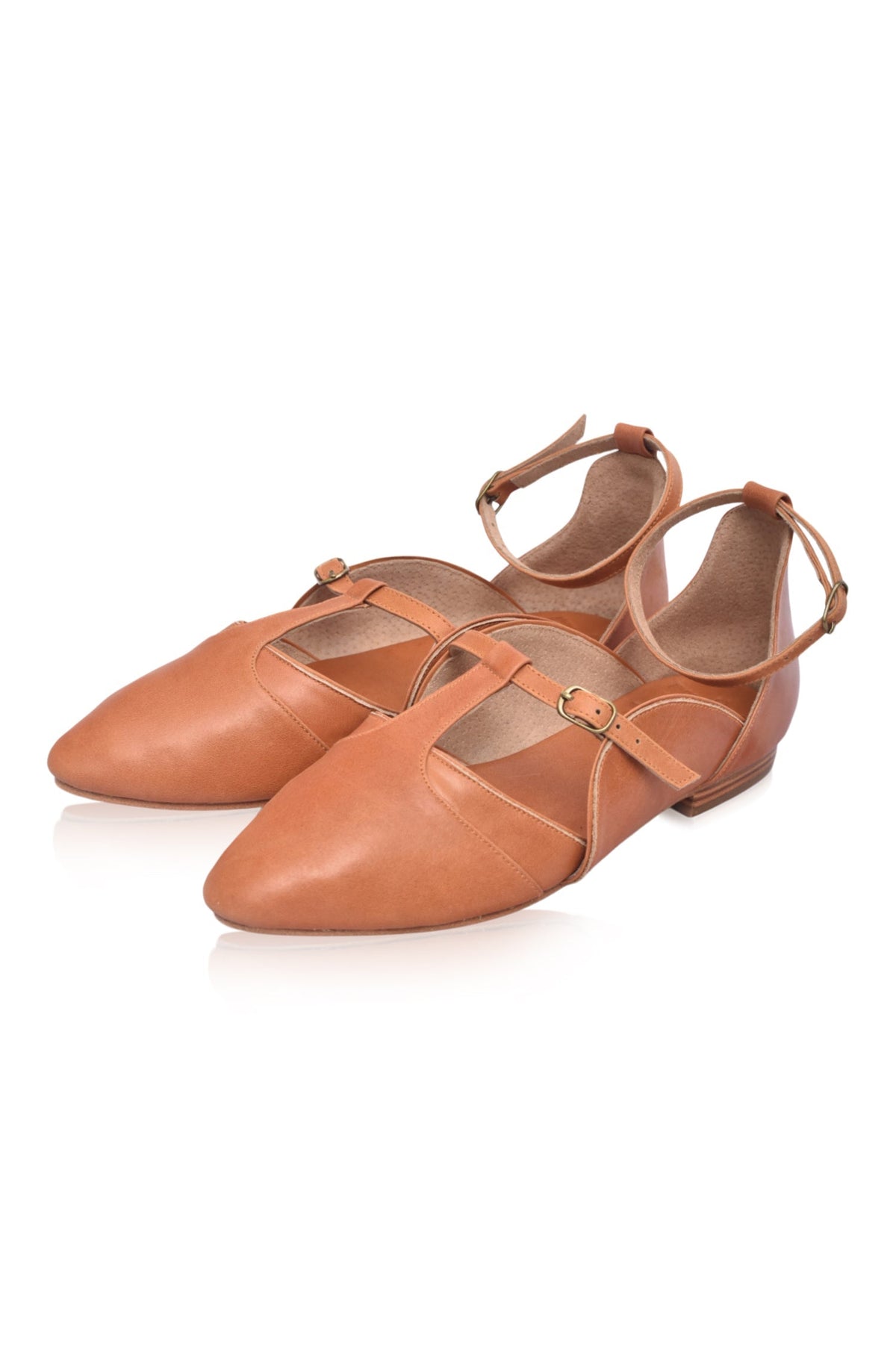 On The Go Pointed Toe T-Strap Flats-2