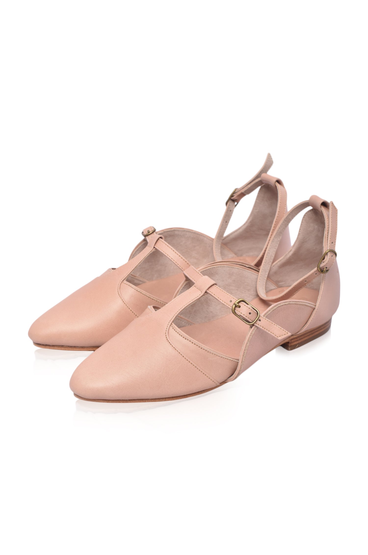 On The Go Pointed Toe T-Strap Flats-2
