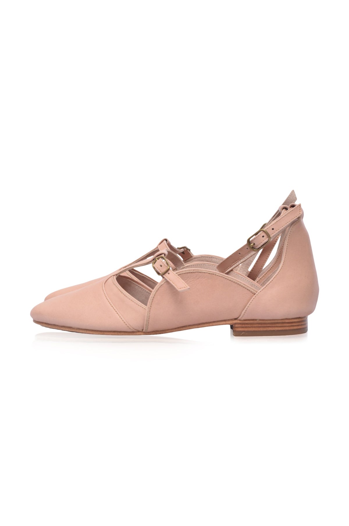 On The Go Pointed Toe T-Strap Flats-1