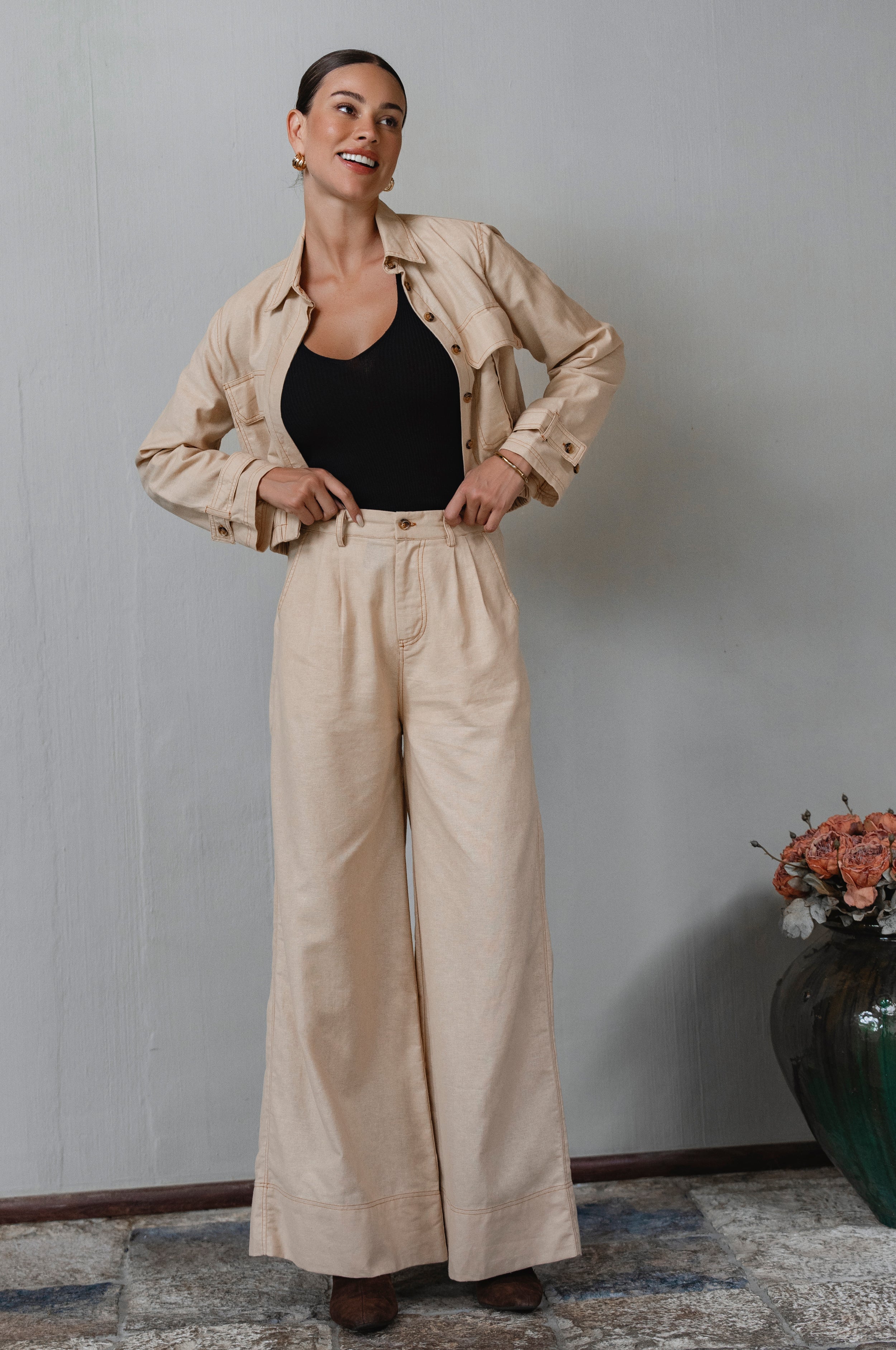 Orion Wide Leg Linen Pants-5