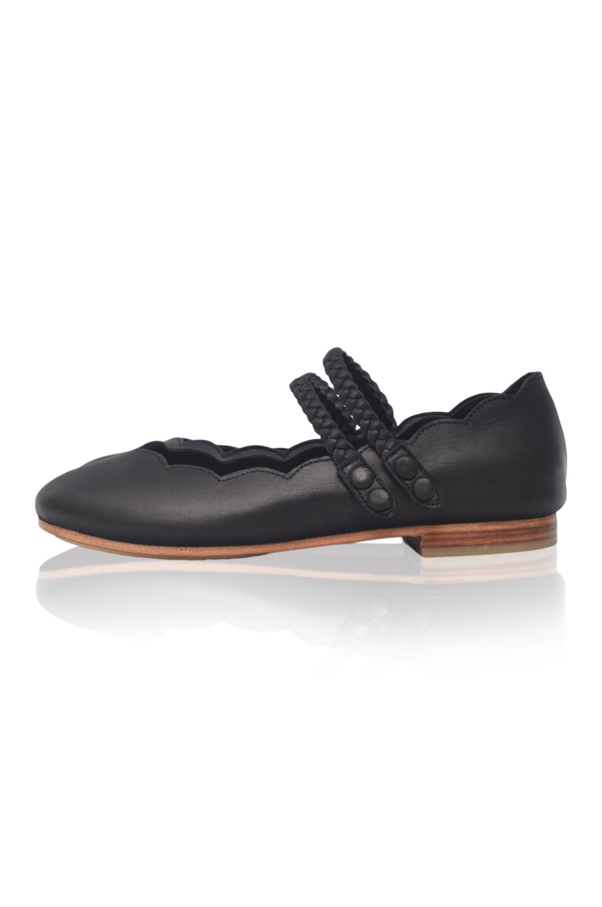 Prima Scalloped Leather Ballet Flats-1