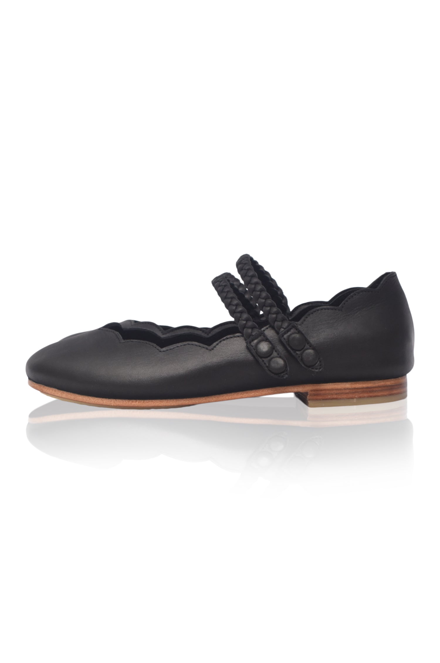 Prima Scalloped Leather Ballet Flats-5