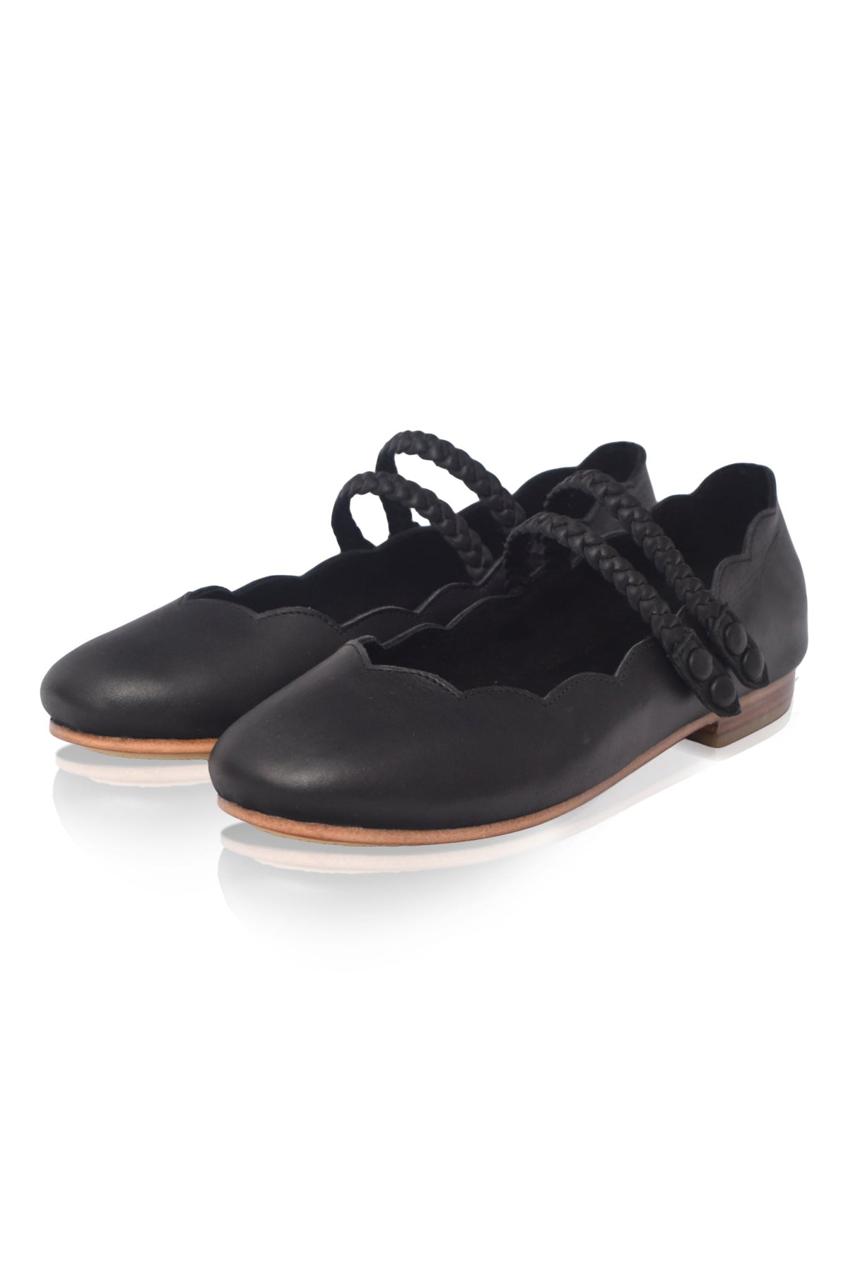 Prima Scalloped Leather Ballet Flats-2