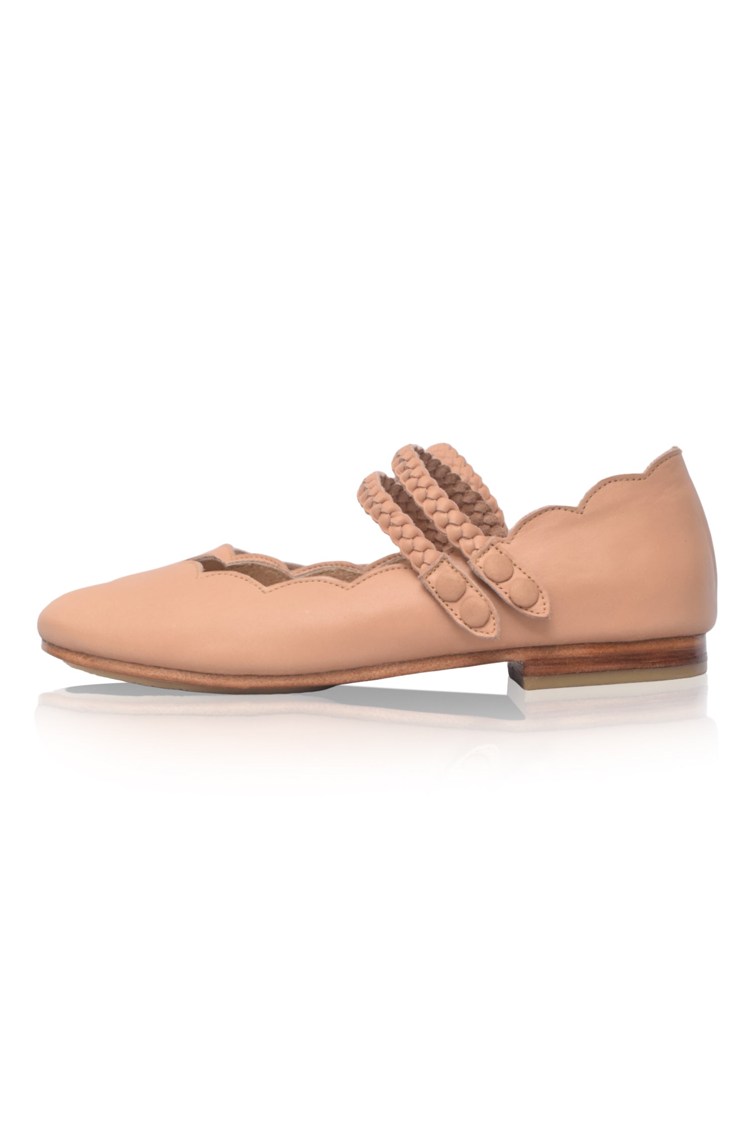 Prima Scalloped Leather Ballet Flats-1