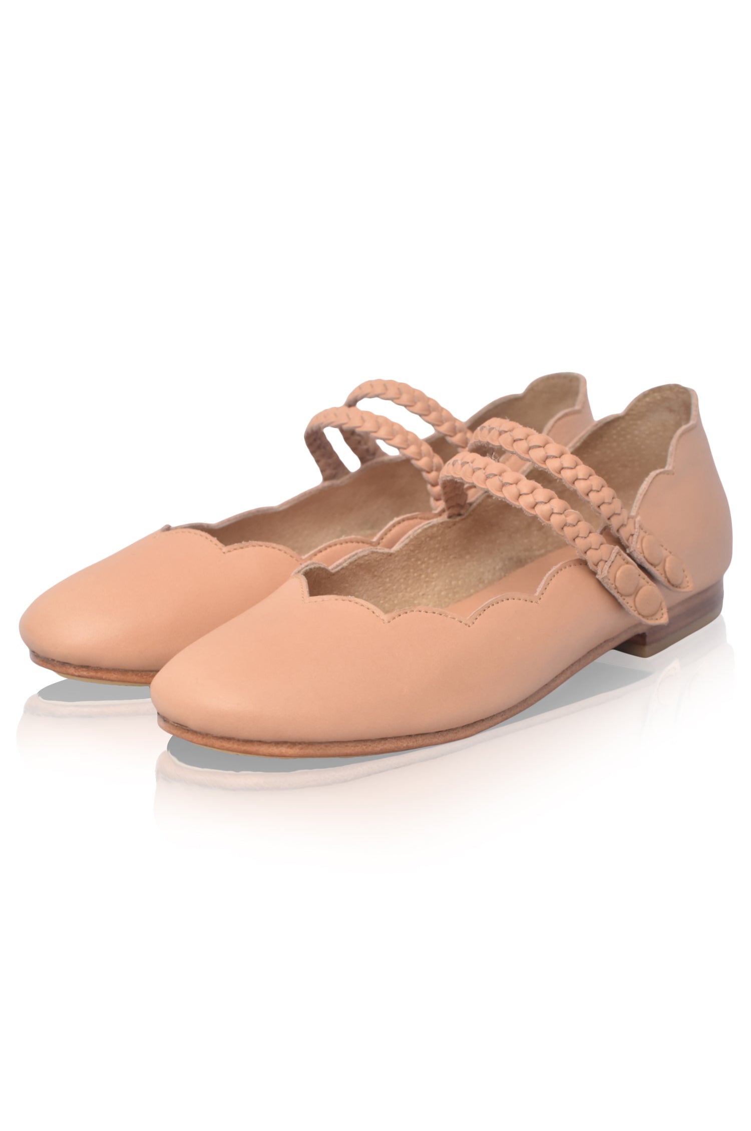 Prima Scalloped Leather Ballet Flats-2