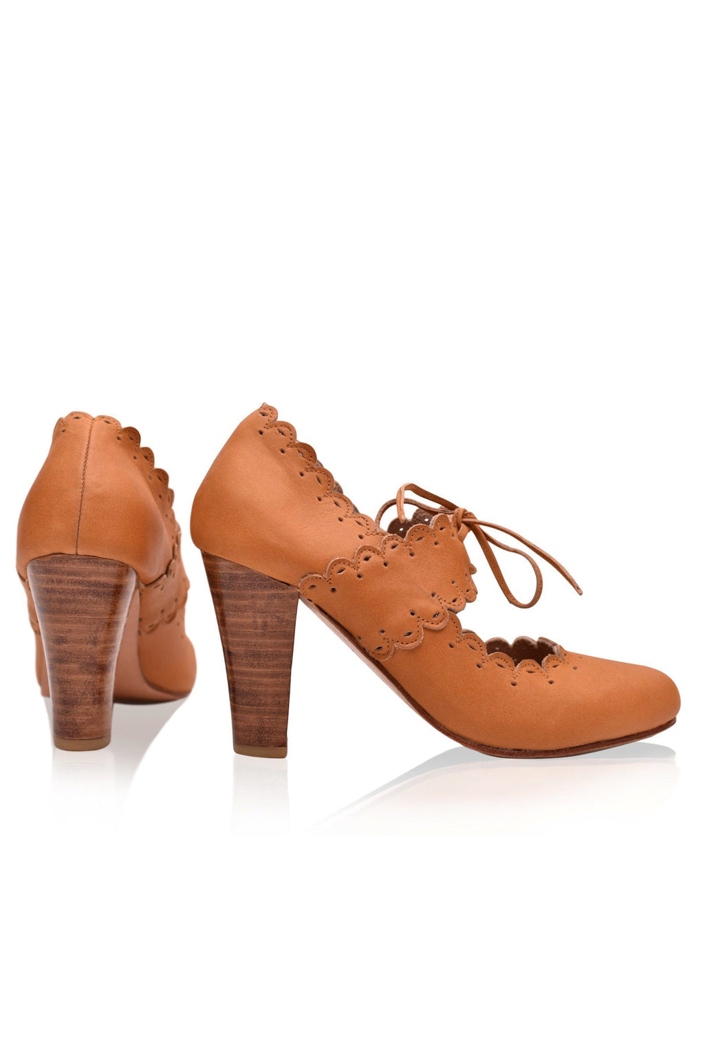 Paradise Bird Scalloped Leather Heels-3