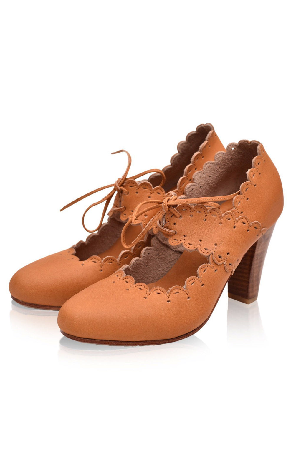 Paradise Bird Scalloped Leather Heels-2