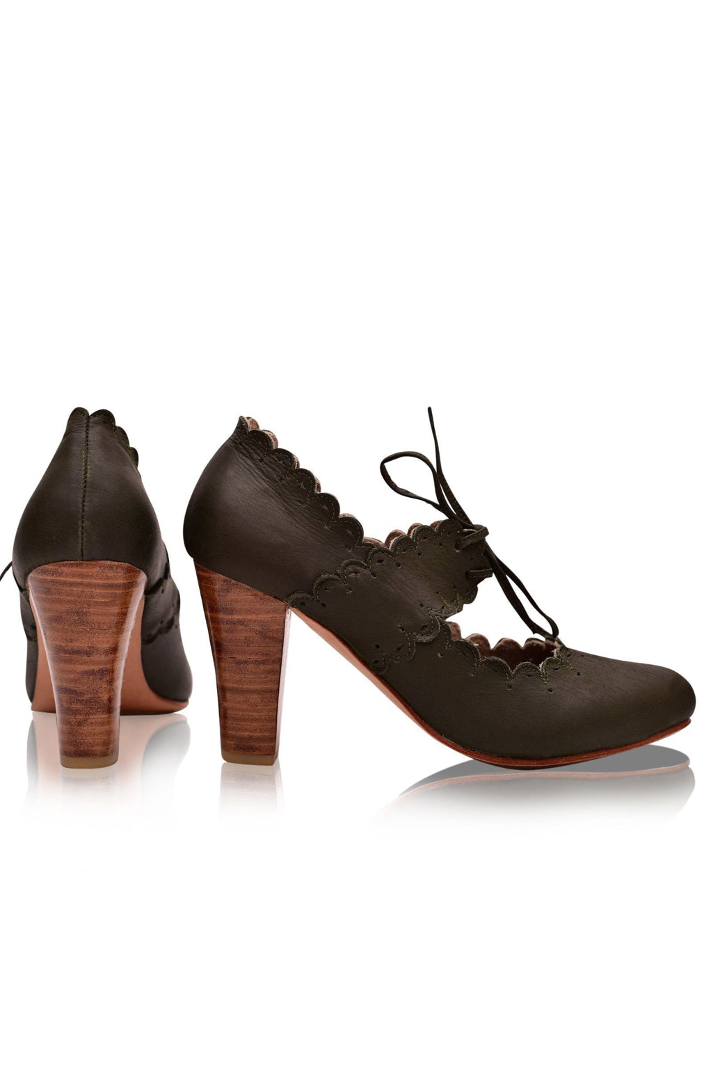 Paradise Bird Scalloped Leather Heels-3