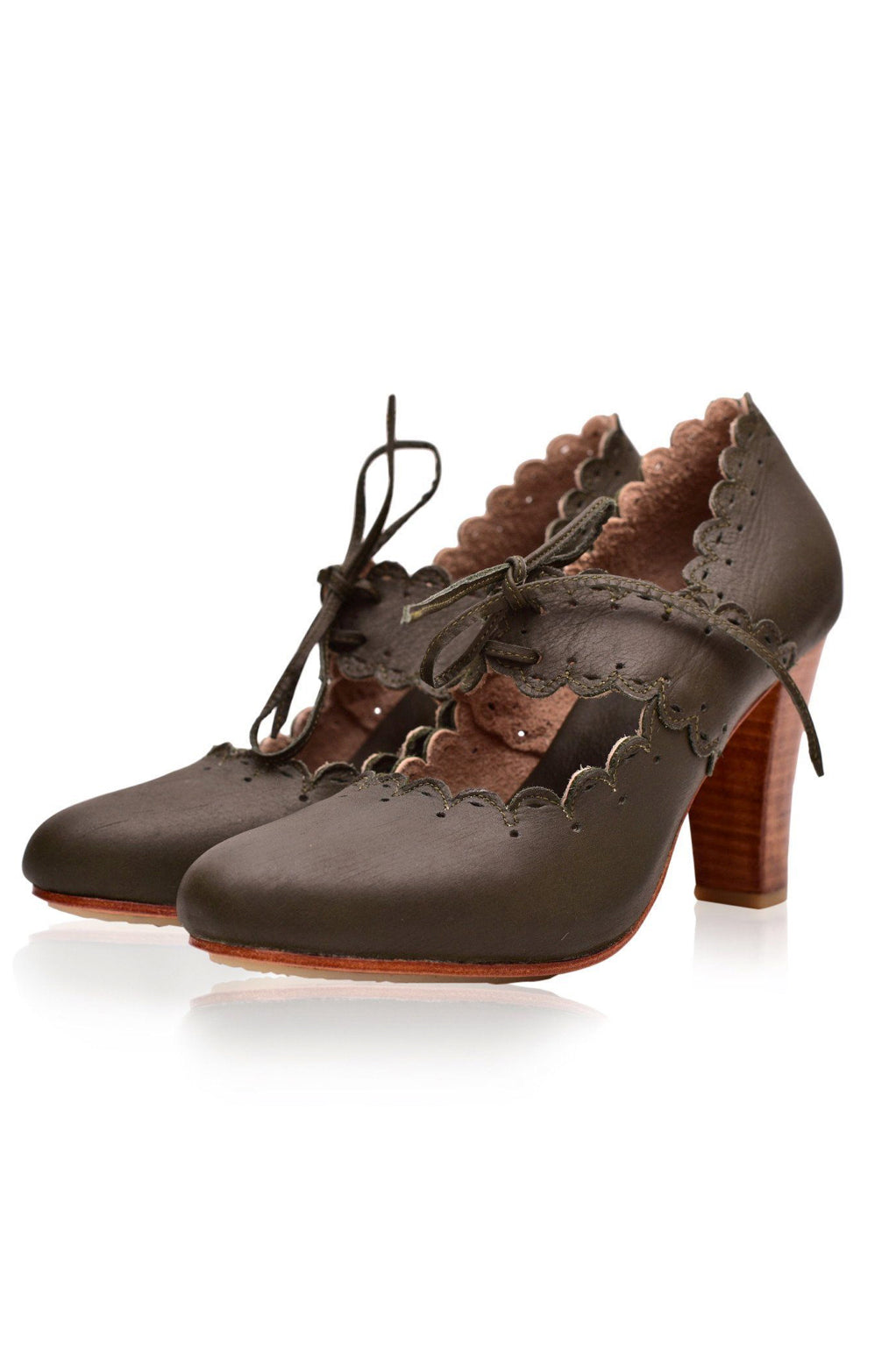 Paradise Bird Scalloped Leather Heels-2