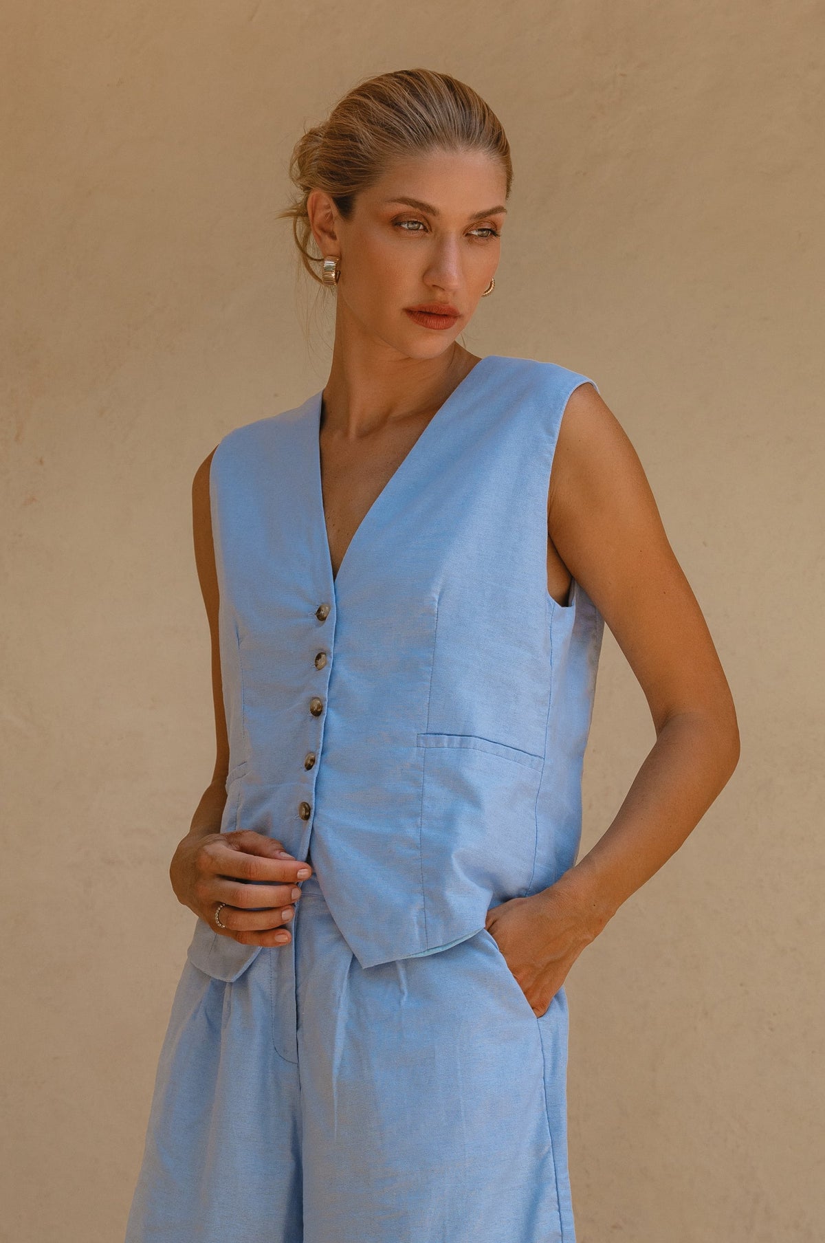 Paige Linen Vest-0