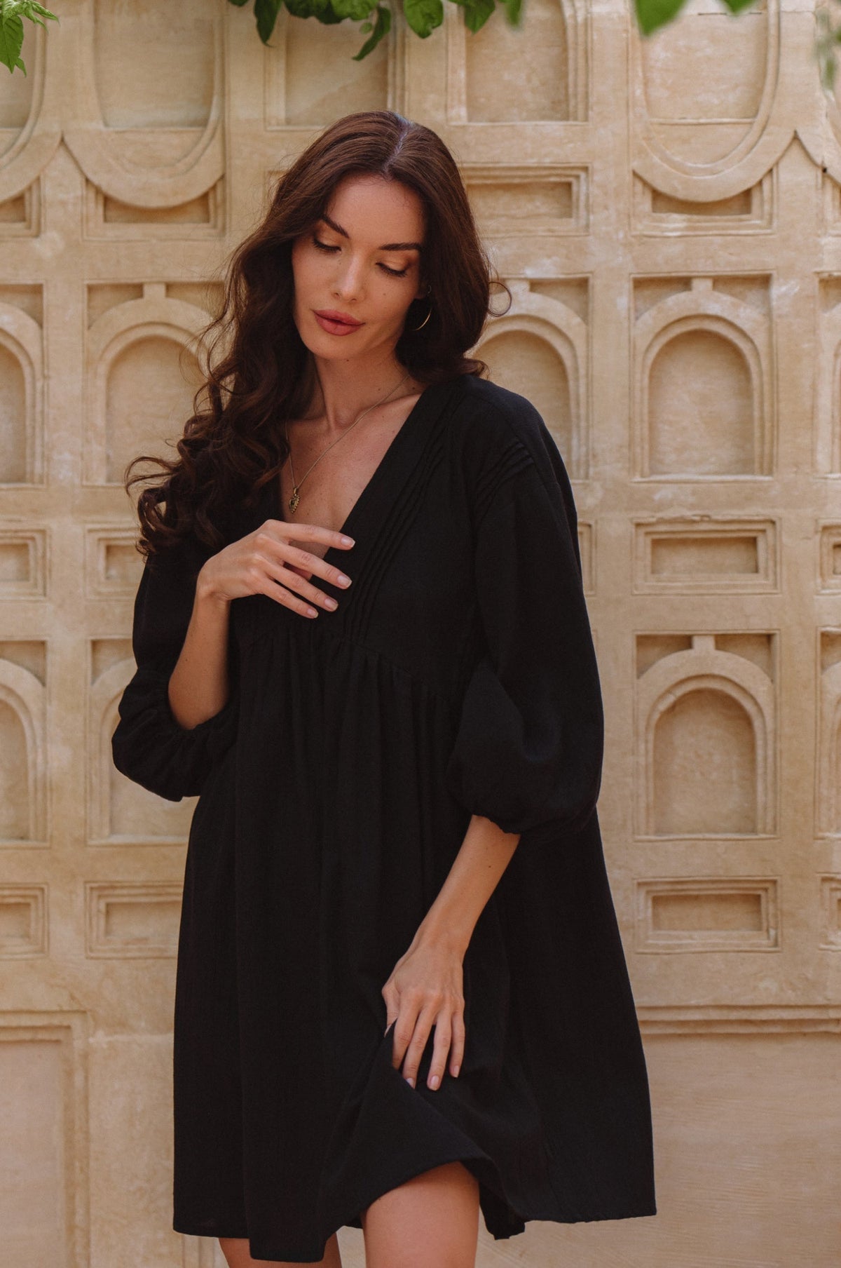 Palmira Handcrafted Linen Mini Dress-2