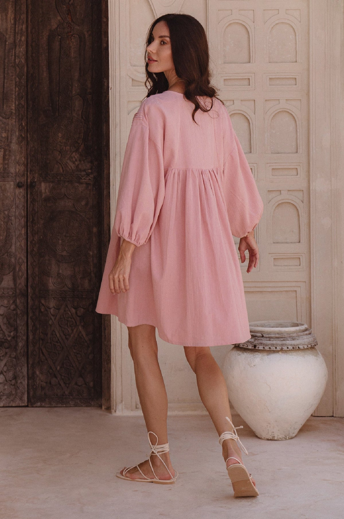 Palmira Handcrafted Linen Mini Dress-4