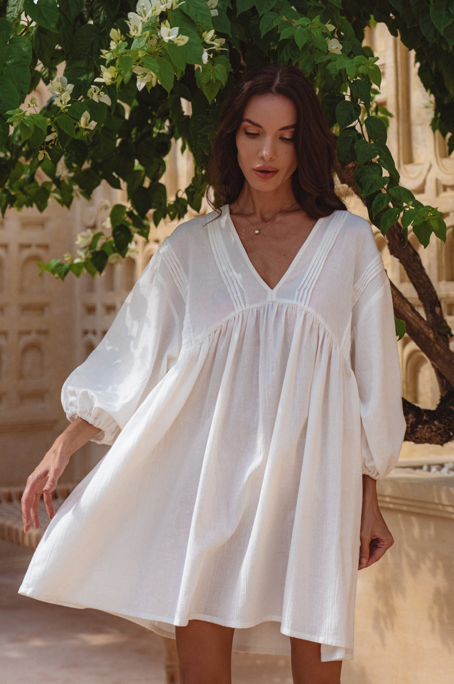Palmira Handcrafted Linen Mini Dress-6