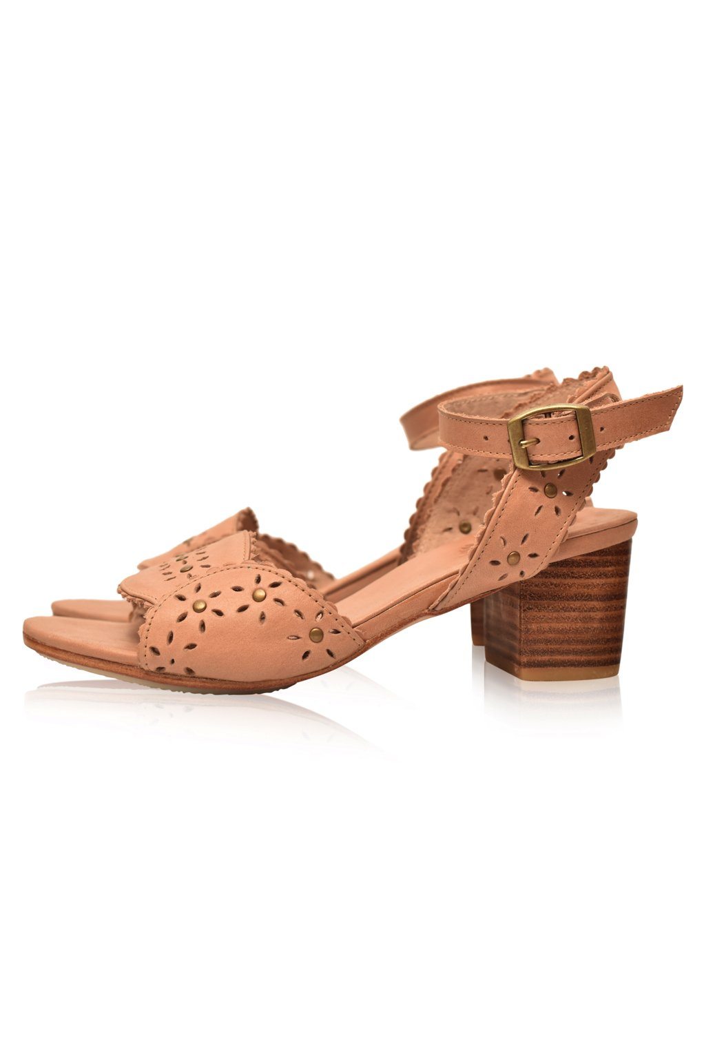 Paloma Scalloped Leather Heel Sandals-7