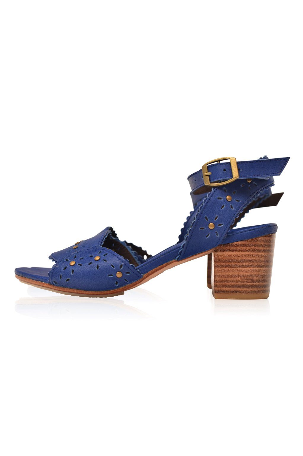 Paloma Scalloped Leather Heel Sandals-6