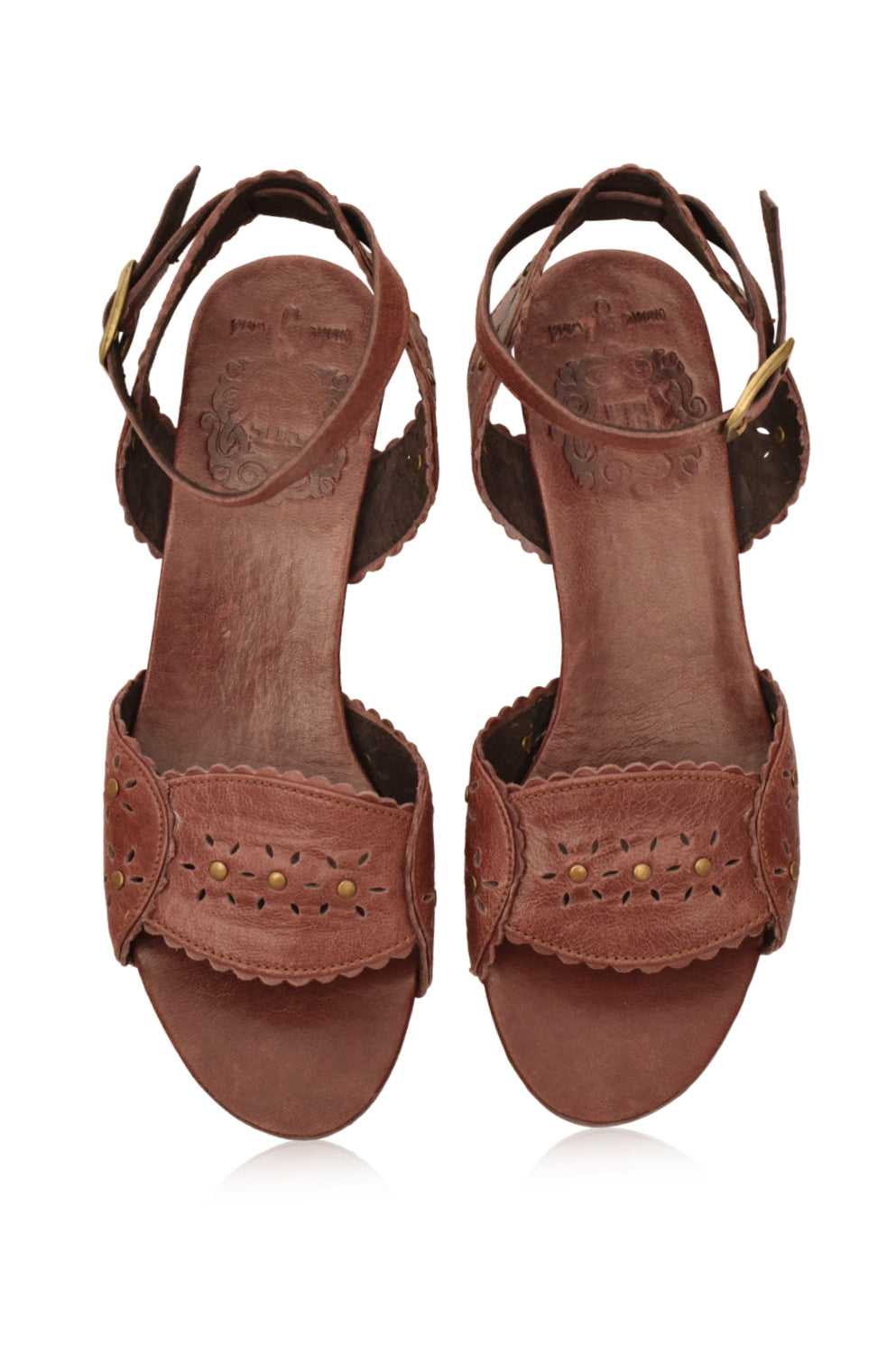 Paloma Scalloped Leather Heel Sandals-1
