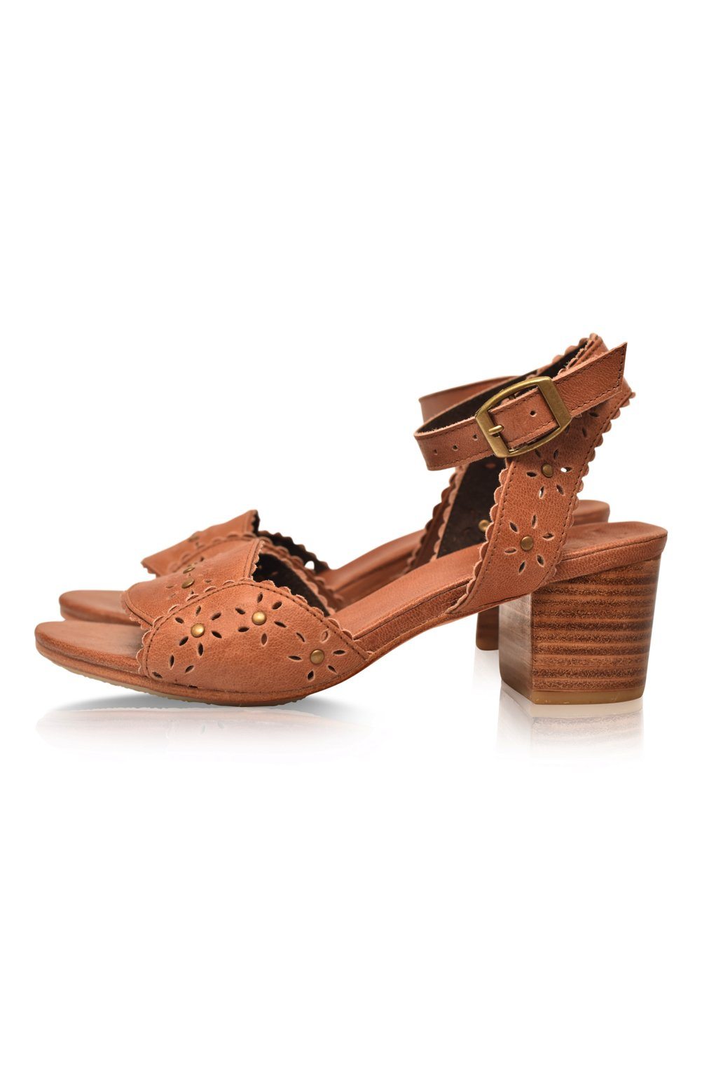 Paloma Scalloped Leather Heel Sandals-1