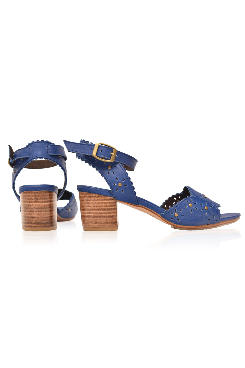 Paloma Scalloped Leather Heel Sandals-3