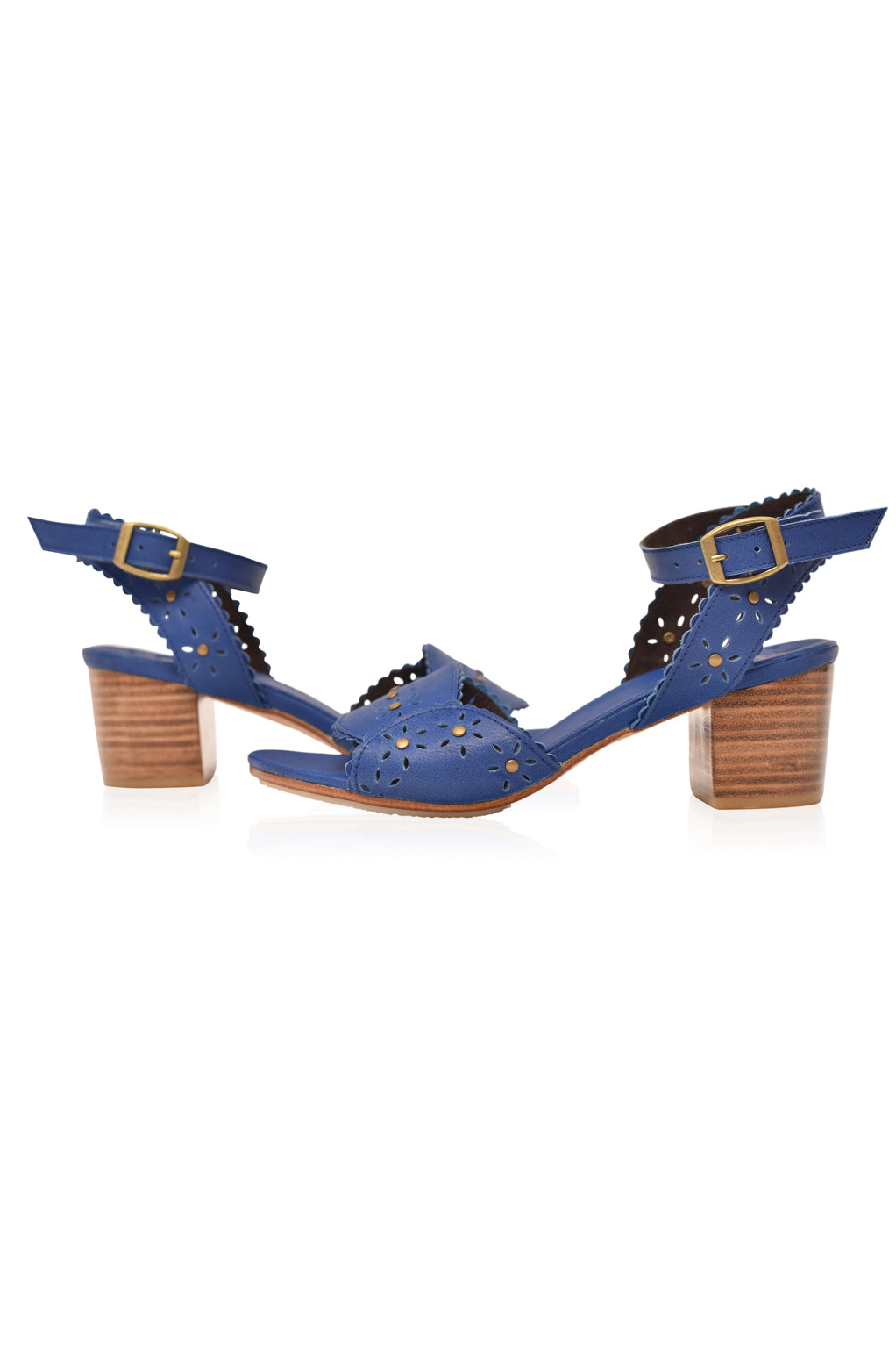 Paloma Scalloped Leather Heel Sandals-4