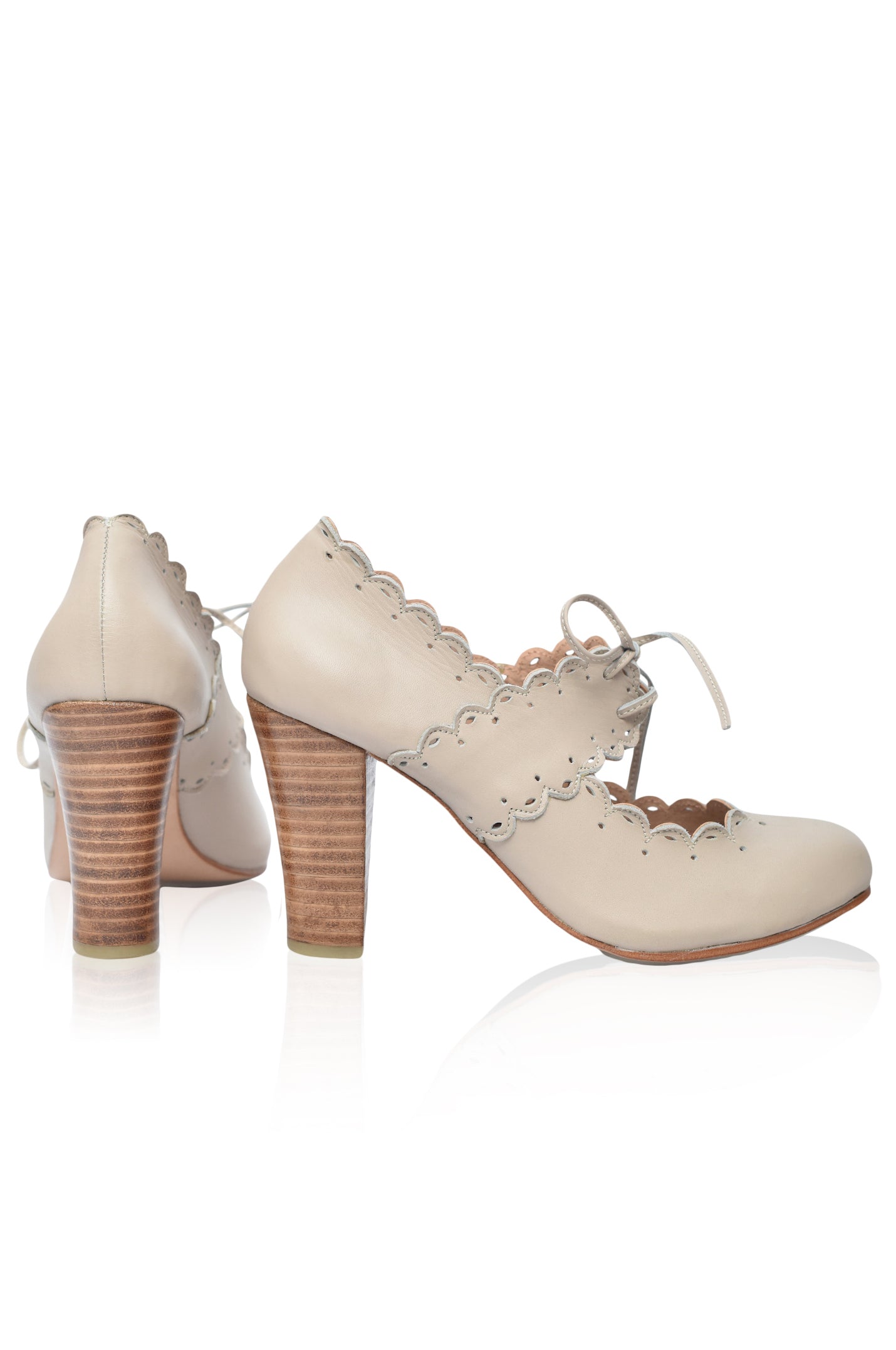 Paradise Bird Scalloped Leather Heels-2
