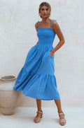 Paradiso Strappy Linen Midi Dress-0