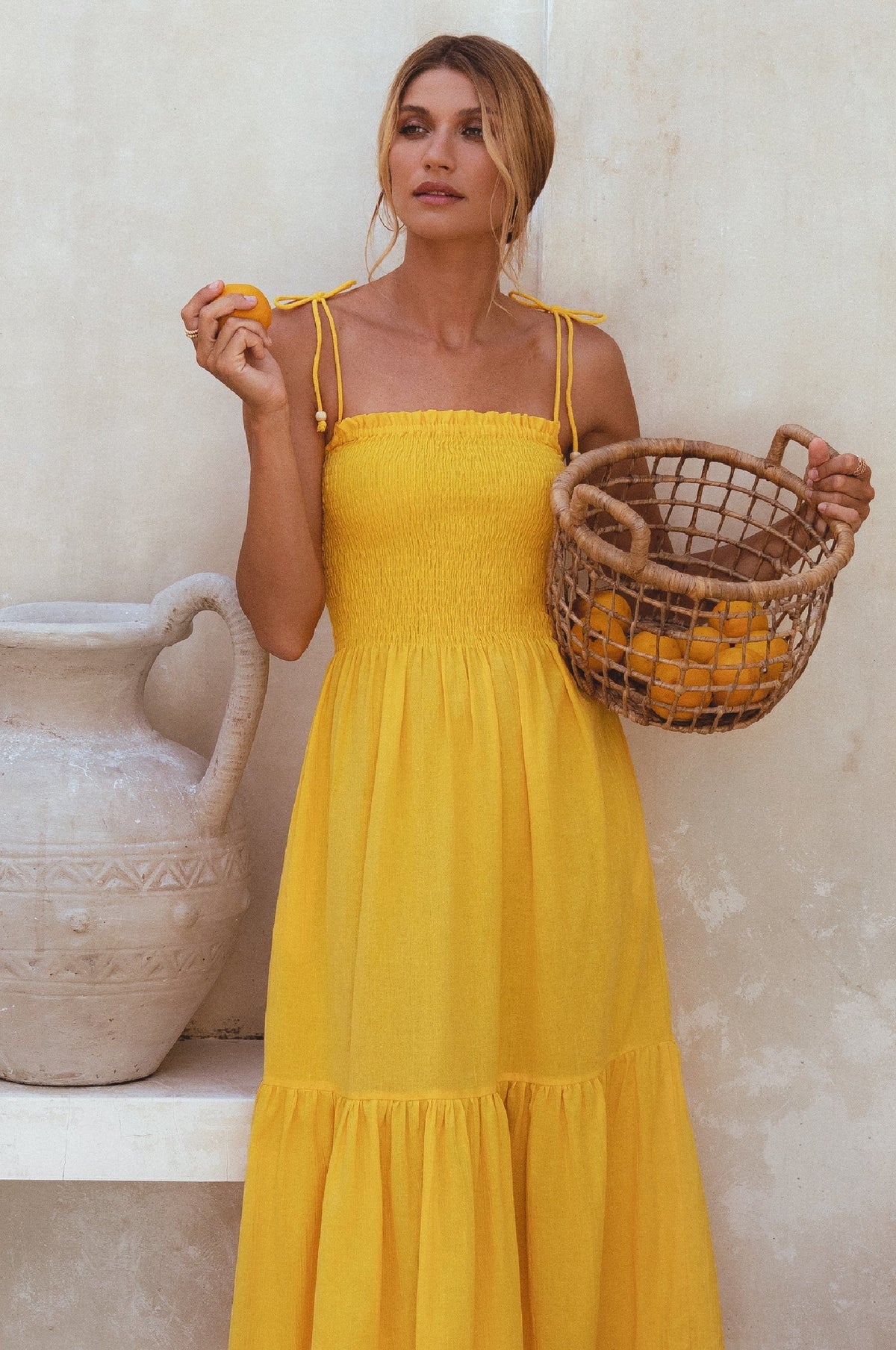 Paradiso Strappy Linen Midi Dress-2