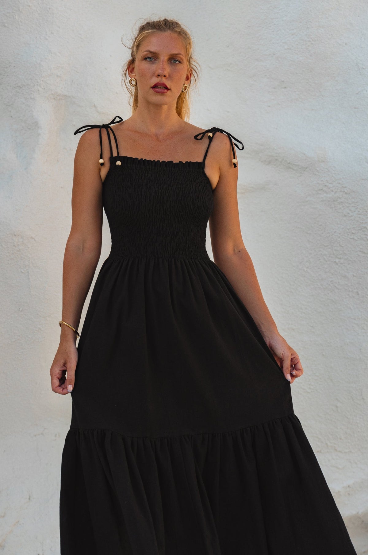 Paradiso Strappy Linen Midi Dress-1
