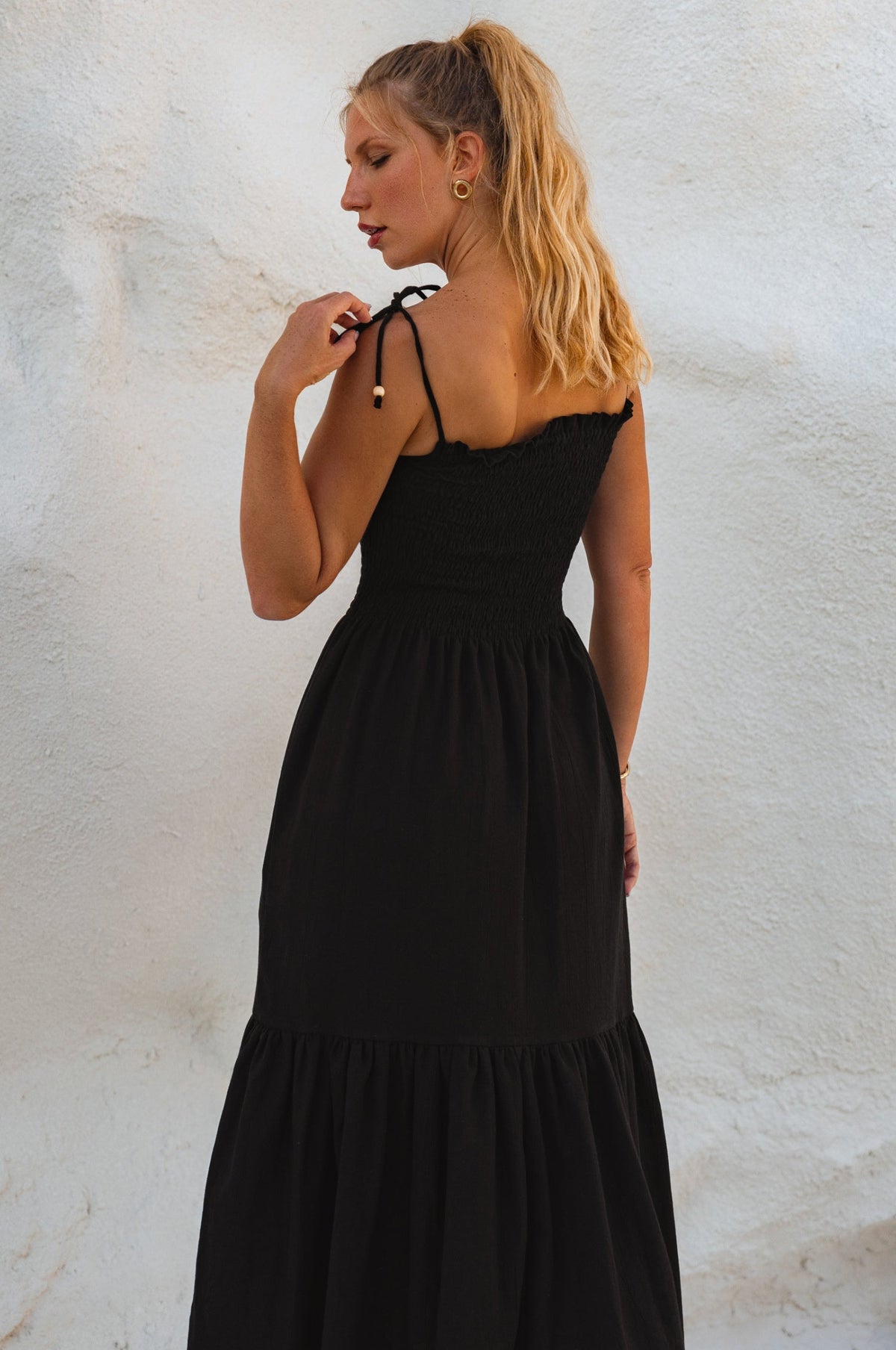 Paradiso Strappy Linen Midi Dress-2