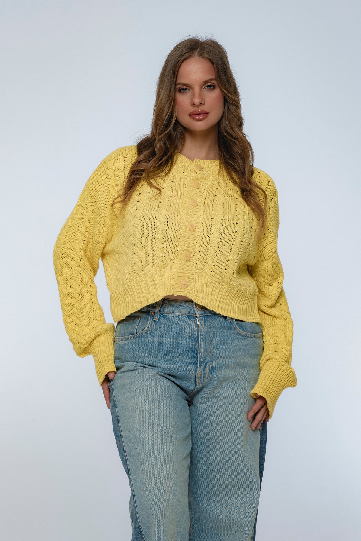 Parisse Cropped Knitted Cardigan-2