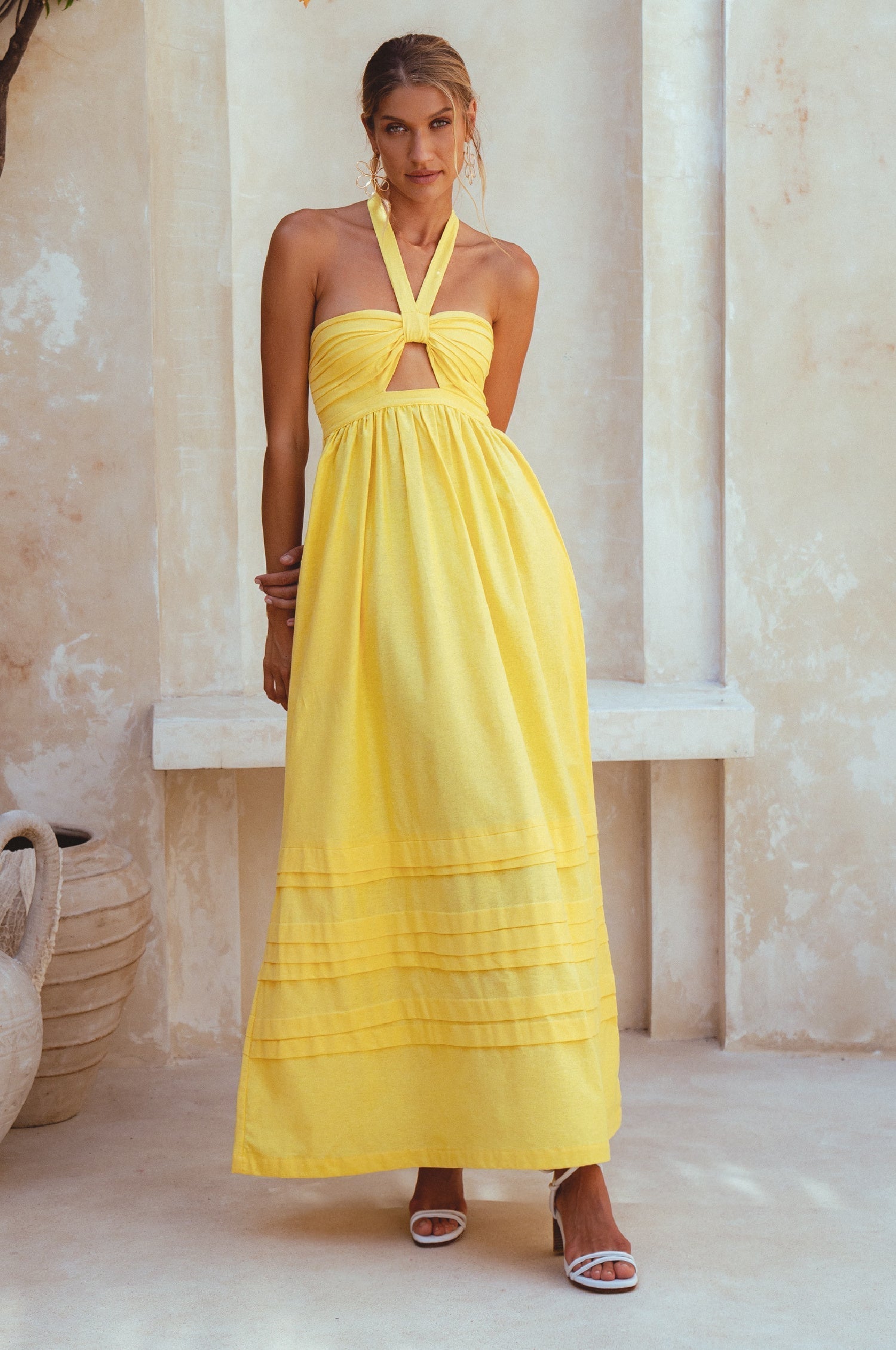 Penelope Halter Linen Maxi Dress-0