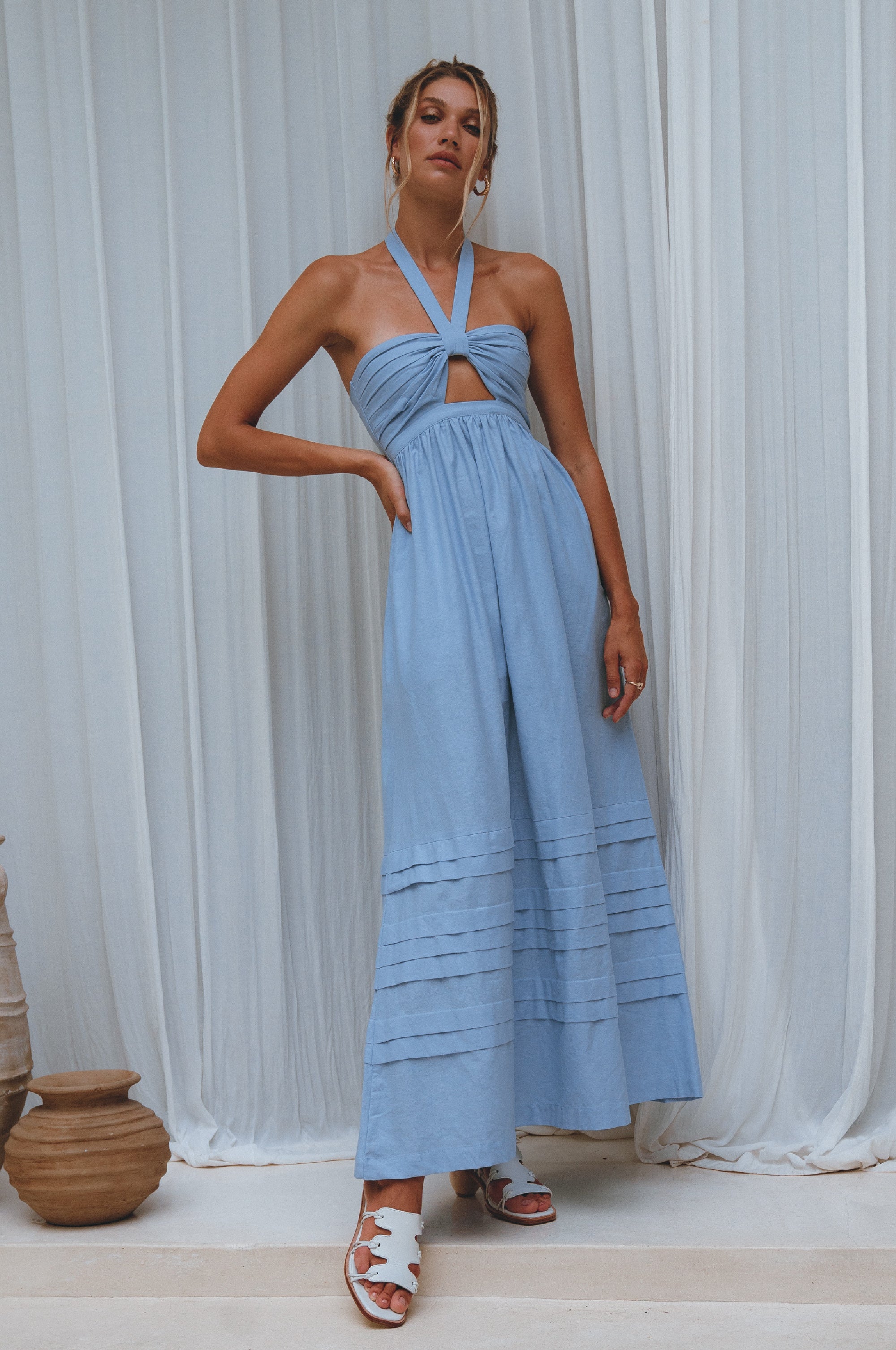 Penelope Halter Linen Maxi Dress-2