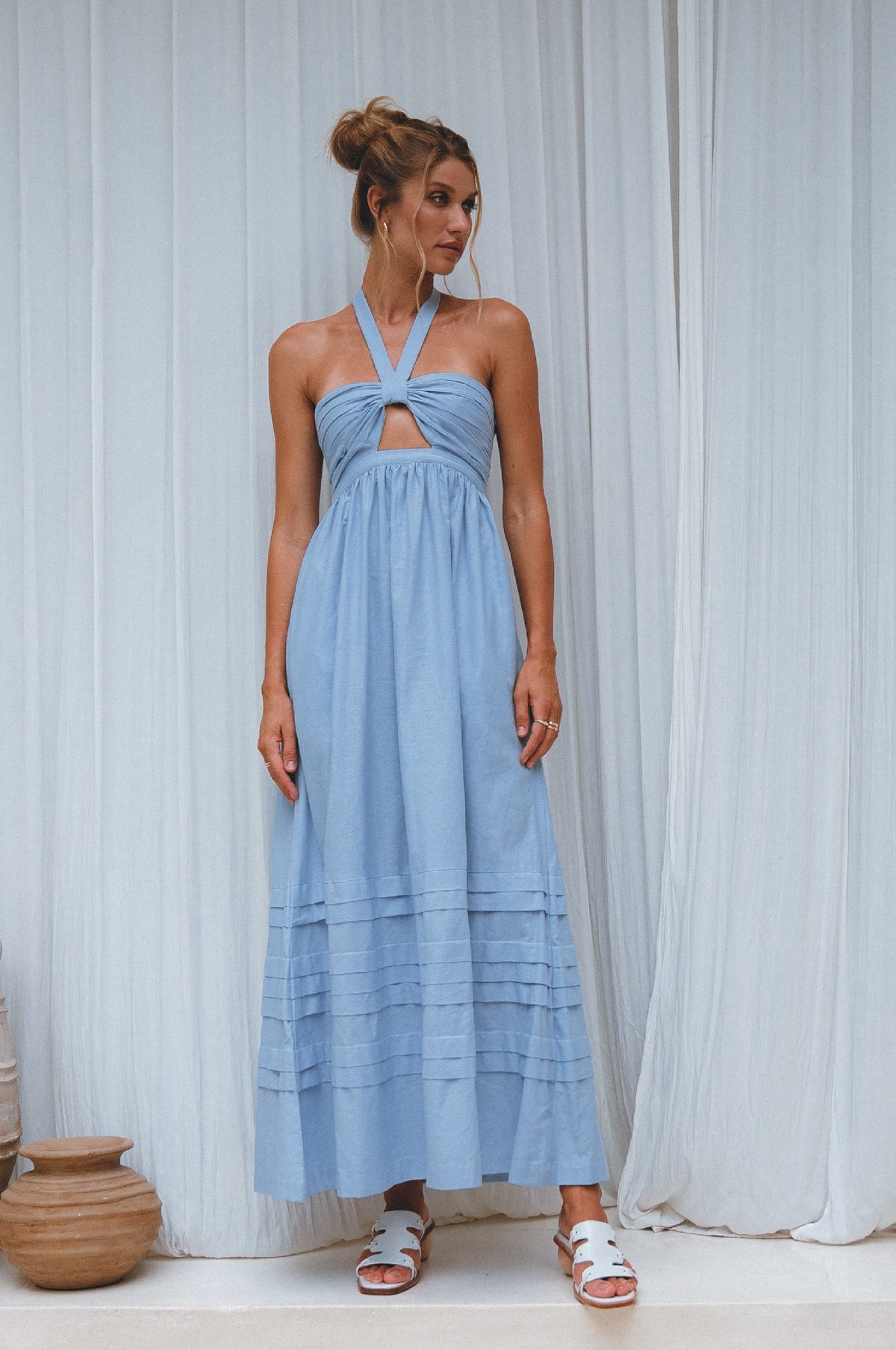 Penelope Halter Linen Maxi Dress-7
