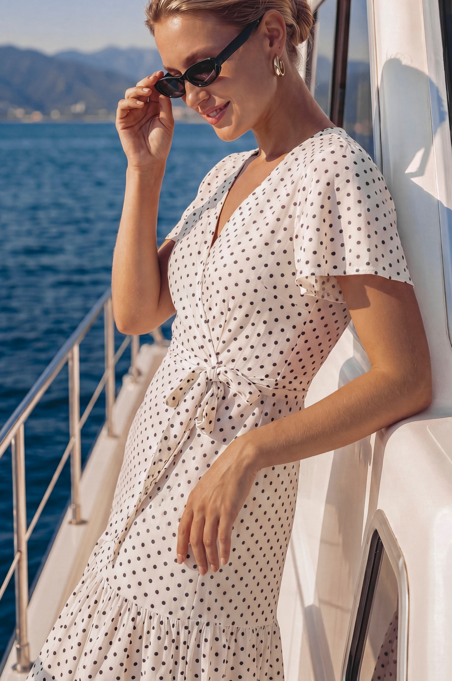 Persea Cotton Wrap Midi Dress-1