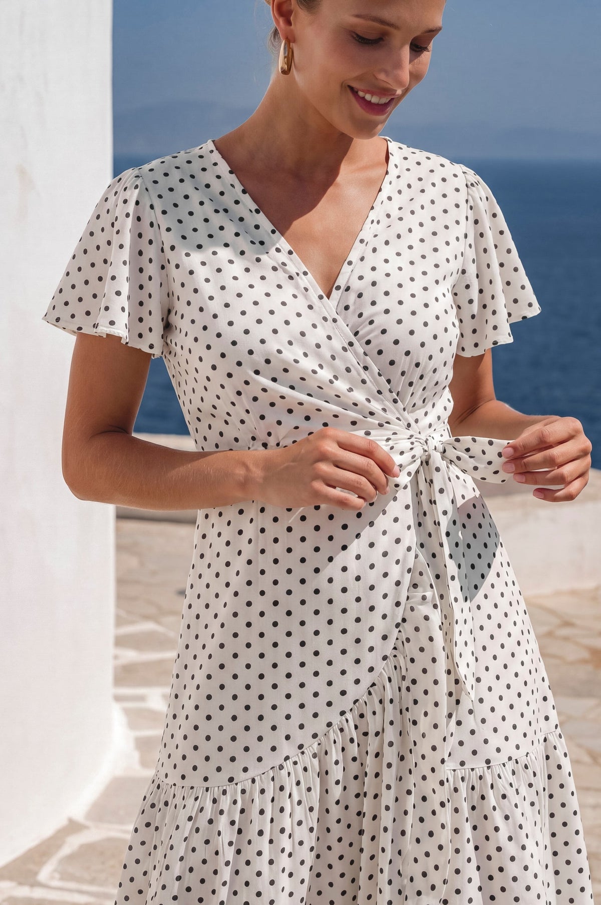 Persea Cotton Wrap Midi Dress-2