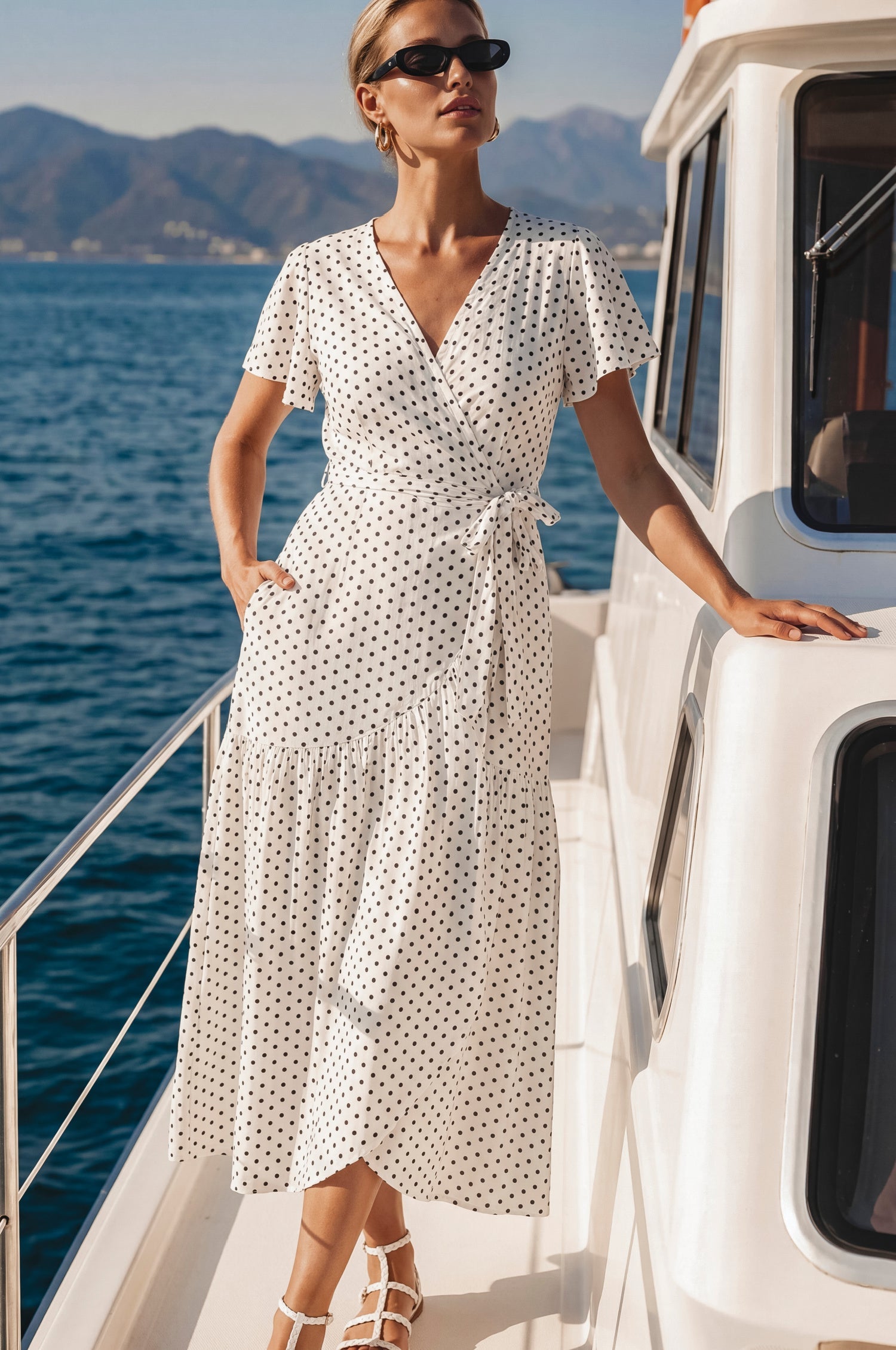 Persea Cotton Wrap Midi Dress-3