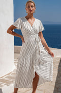 Persea Cotton Wrap Midi Dress-0